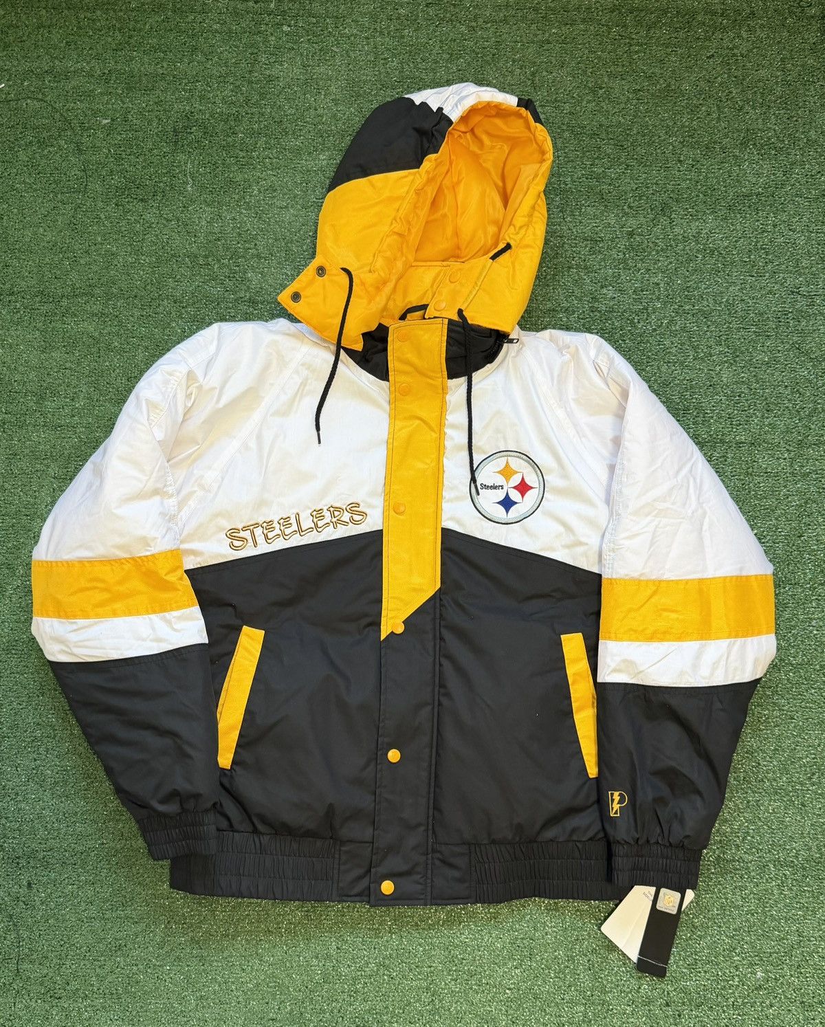 Pro Player NFL Pittsburgh Steelers Script Puffer Hooded Jacket VTG 90 Size US XL / EU 56 / 4 - 1 Thumbnail