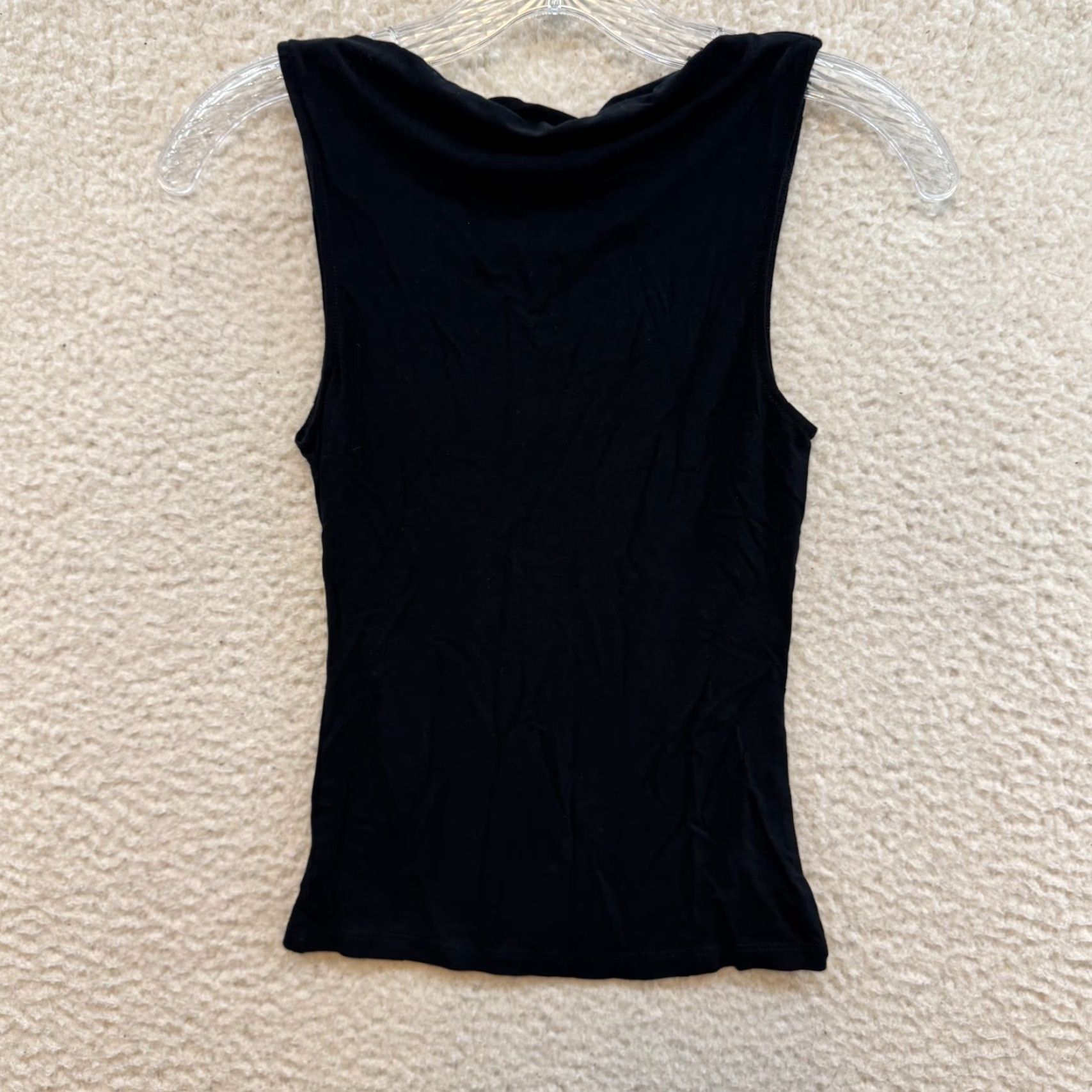 Asos ASOS Miss Selfridge Top XS Black Boat Neck Sleeveless Stretch Office Corpcore Womens Size XS / US 0-2 / IT 36-38 - 2 Thumbnail