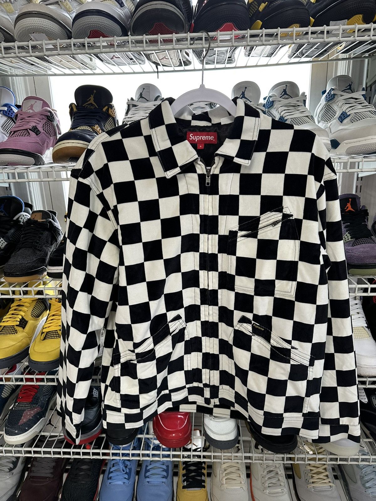 Supreme Supreme Velvet Checkerboard Jacket Size US S / EU 44-46 / 1 - 1 Thumbnail