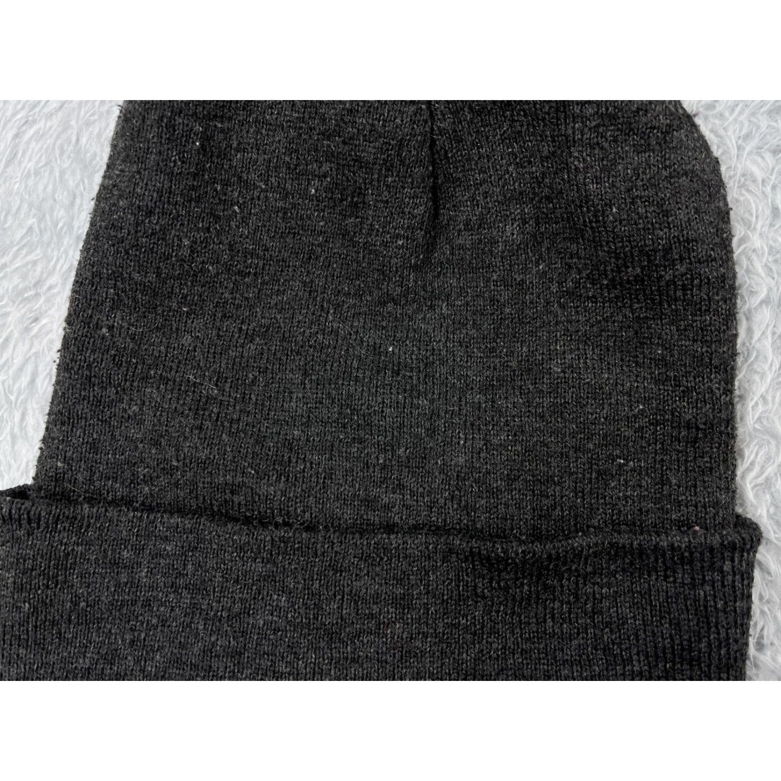 Vintage Beanie Adult One Size Dark Gray Knit 100% Acrylic Beanie - Striped Knit Hat for Outdoors Winter Ski Men Size ONE SIZE - 2 Thumbnail