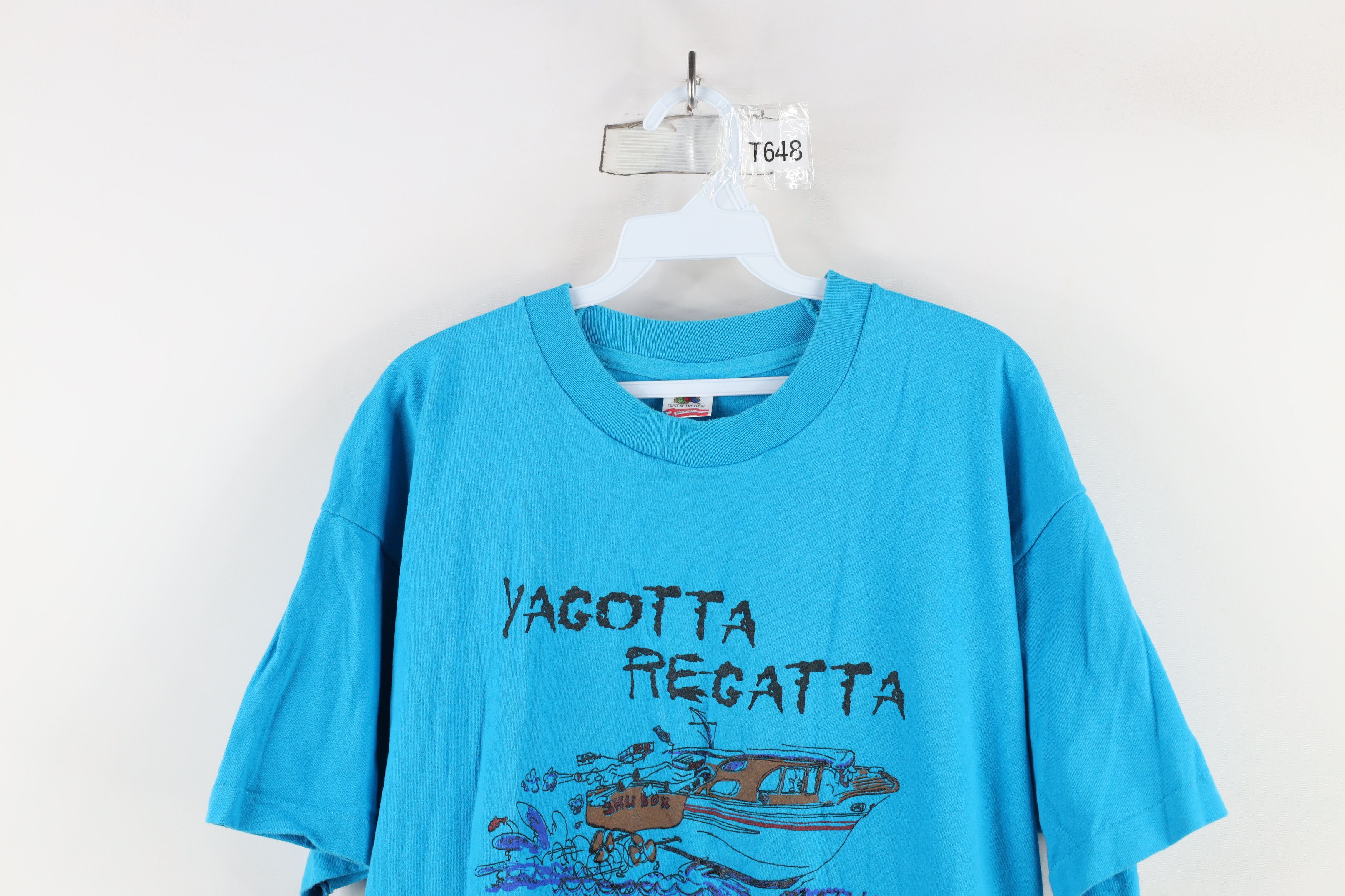 Vintage Vintage 90s Yagotta Regatta Race T-Shirt Blue Cotton USA Size US XL / EU 56 / 4 - 2 Thumbnail
