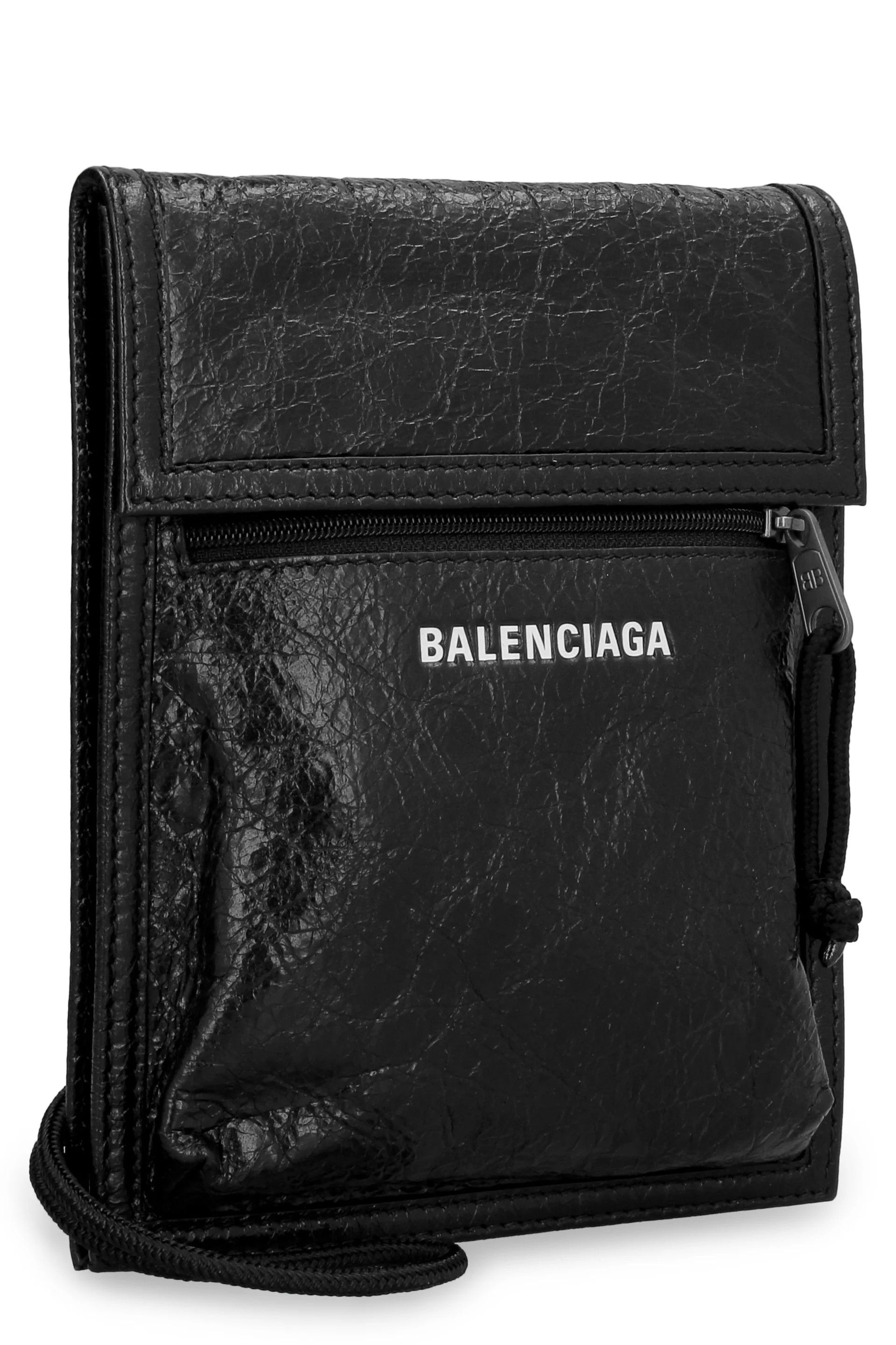 image of Balenciaga O1La1Rc1A0124 Size: Os / Explorer Leather Messenger Bag in Black, Women's
