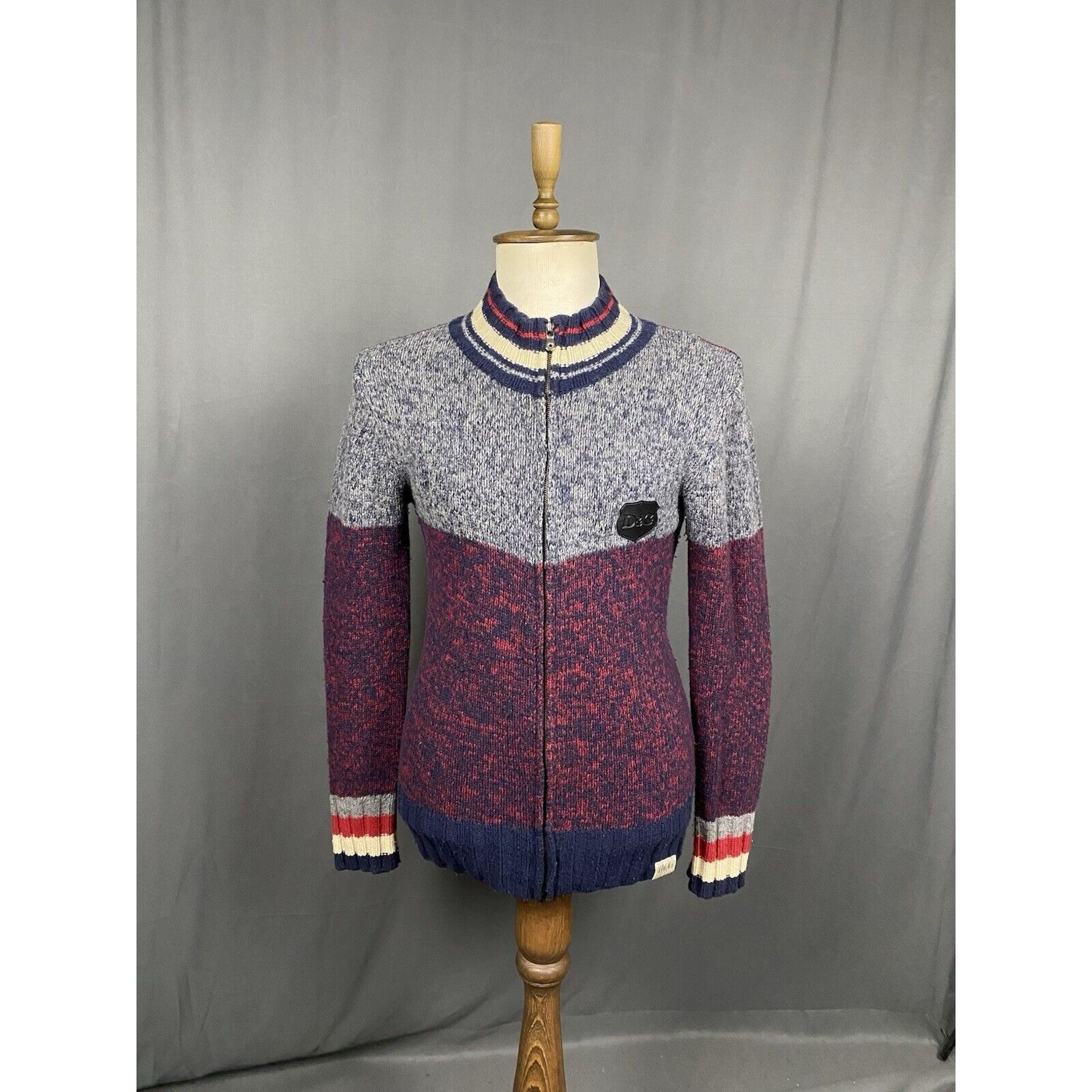 Dolce & Gabbana Dolce&Gabbana Men's Purple Gray Heavy Knitted Full Zip Sweat Size US S / EU 44-46 / 1 - 1 Thumbnail