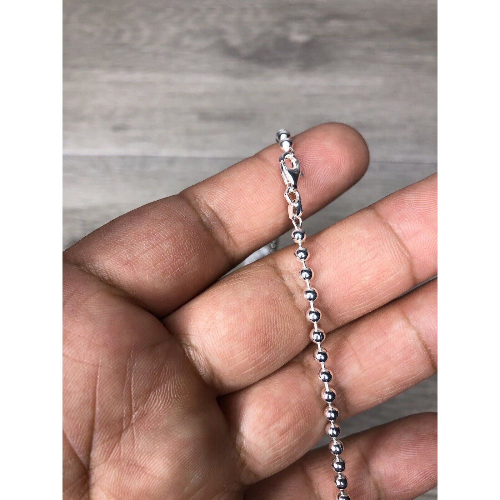 Other Solid Sterling Silver Bead Ball Chain Necklace 925 Italian M Size ONE SIZE - 4 Thumbnail