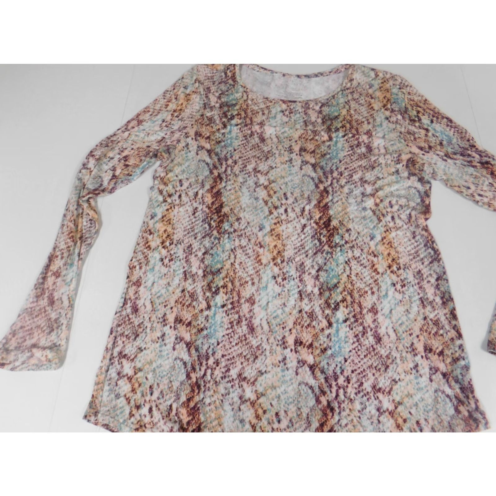 Apt. 9 Apt 9 Blouse Womens S Crew Neck Pullover Casual Multicolor Blue Stretch Shop Basic Classic Regular Size Small Size S / US 4 / IT 40 - 3 Thumbnail