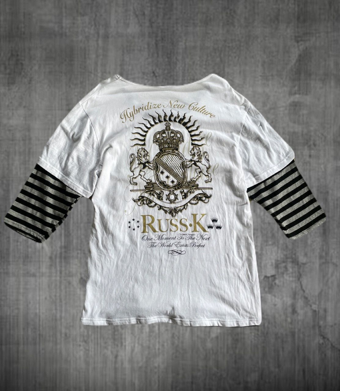 2000s Japanese archive Vkei Layered Poem 3/4 Sleeve Tee Y2K