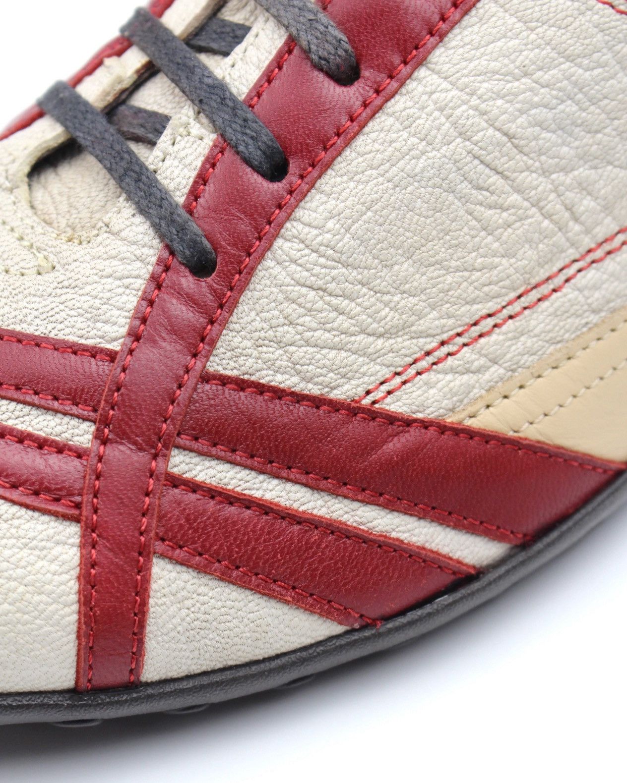 Japanese Brand 2000S HAWKINS CREAM x RED STRIPE PEBBLED LEATHER SNEAKERS Size US 8.5 / EU 41-42 - 7 Thumbnail
