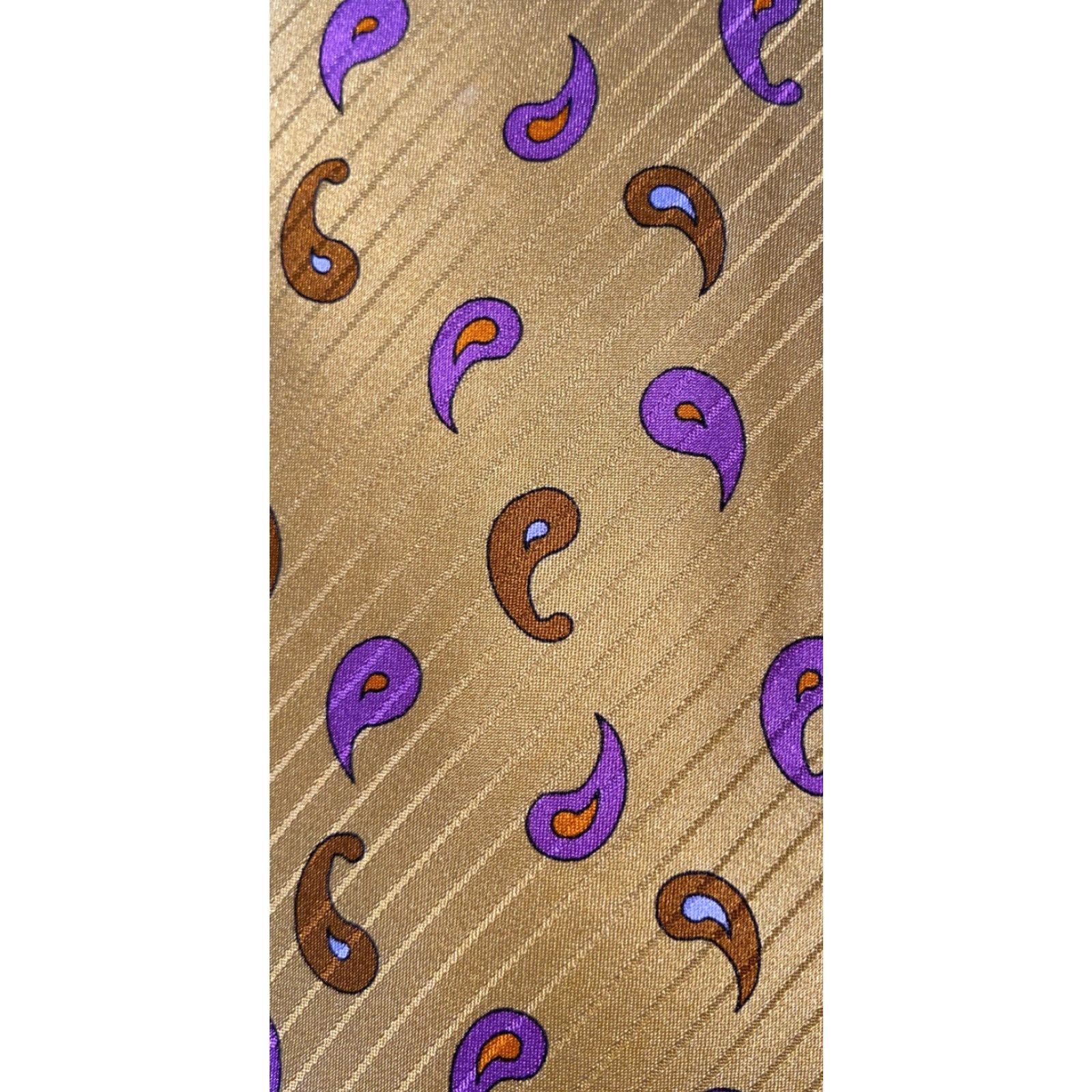 Robert Talbott RObert Talbott Tie Geometric Yellow Silk 60 Inches Men Necktie Mens 60" Yellow Silk Geometric Pattern Size ONE SIZE - 2 Thumbnail