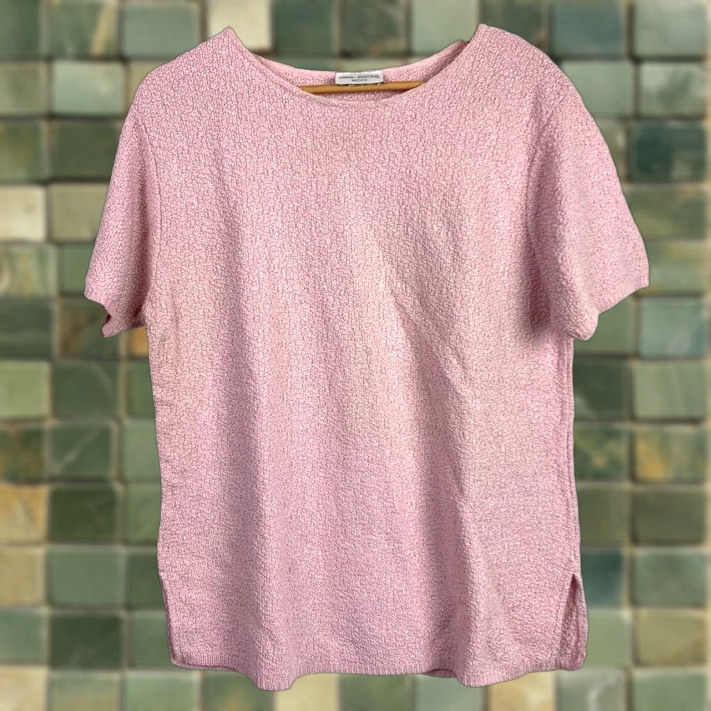 Vintage VINTAGE Sarah Arizona Pink Short Sleeve Sweater Small Petite 1990s Cotton Blend Fairy Kei Womens Size S / US 4 / IT 40 - 1 Thumbnail