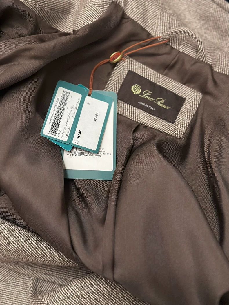 Other Loro Piana Gray Herringbone Wool Coat- Size US L / EU 52-54 / 3 - 5 Thumbnail