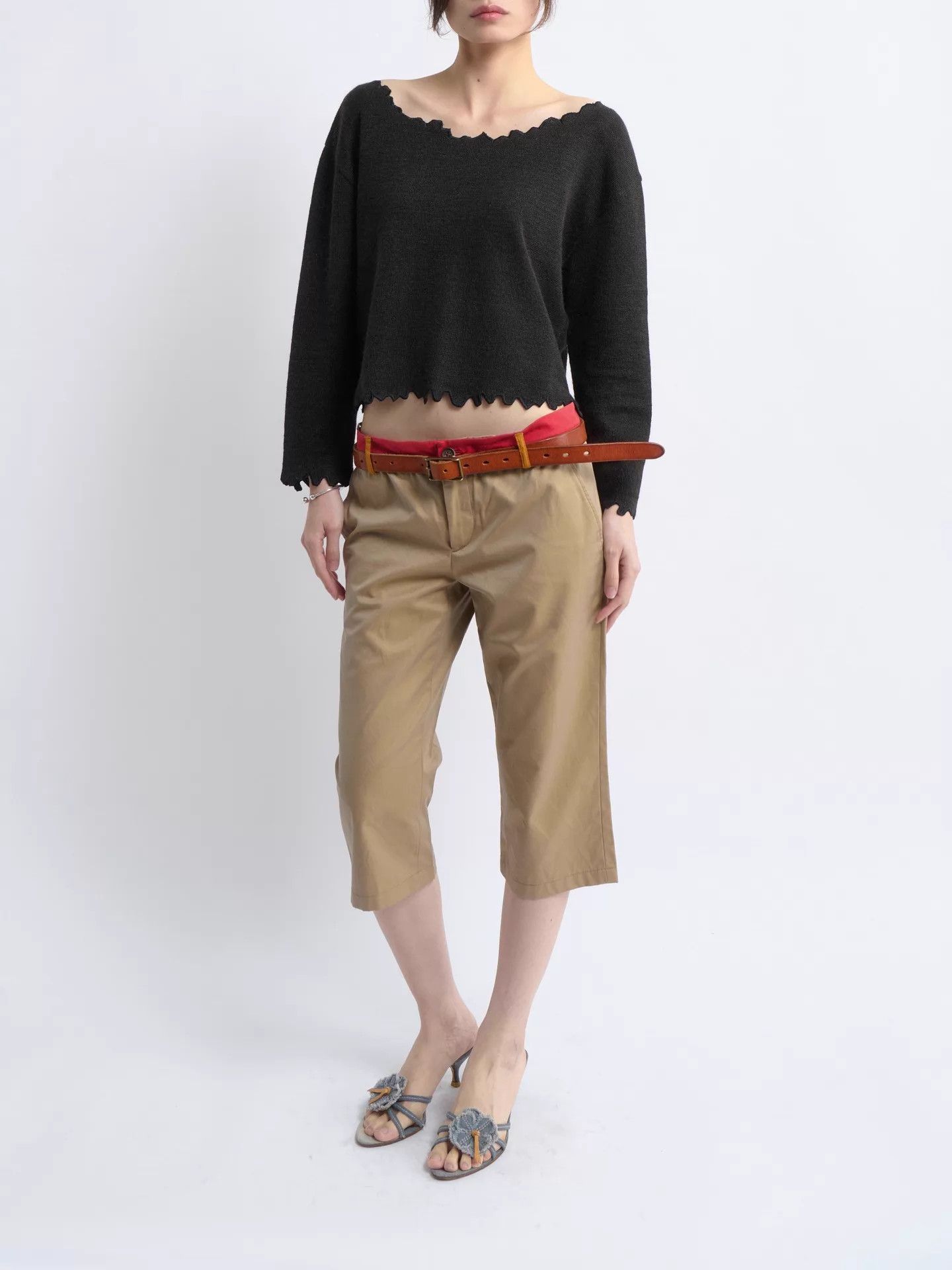 Kenzo KENZO 80s Vintage Wavy Hem Linen Blend Knit Top Size XS / US 0-2 / IT 36-38 - 1 Thumbnail