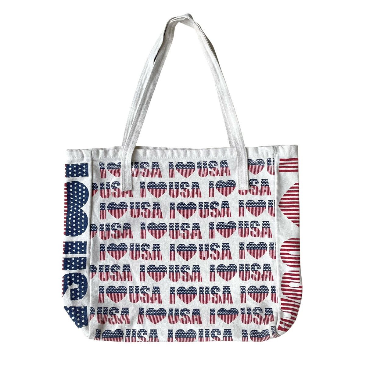Vintage I Heart USA Vintage Full Print Canvas Tote Bag Size ONE SIZE - 2 Thumbnail