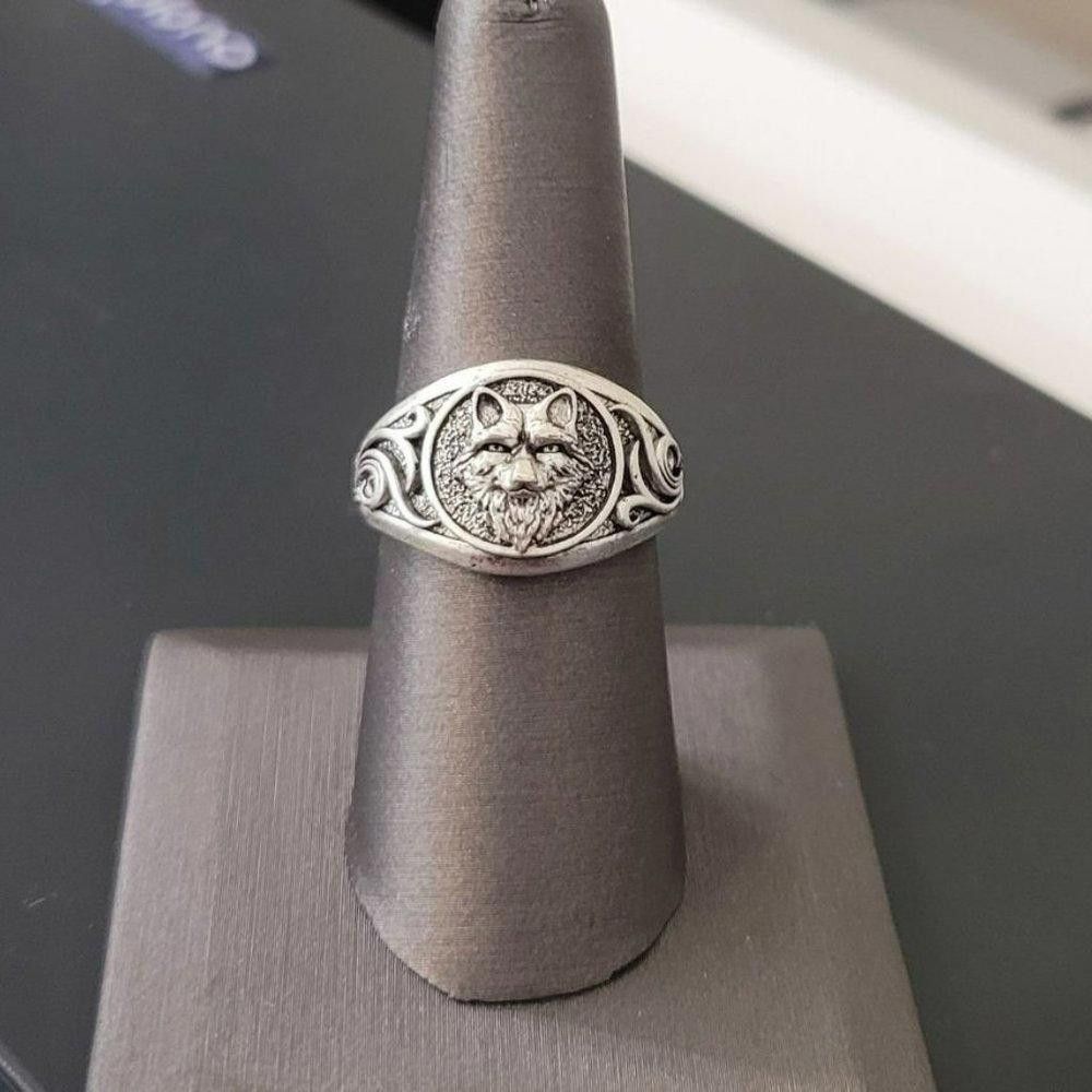 Designer Men's 925 Silver Retro Wolf Totem Punk Ring - Size 8 Size ONE SIZE - 3 Thumbnail