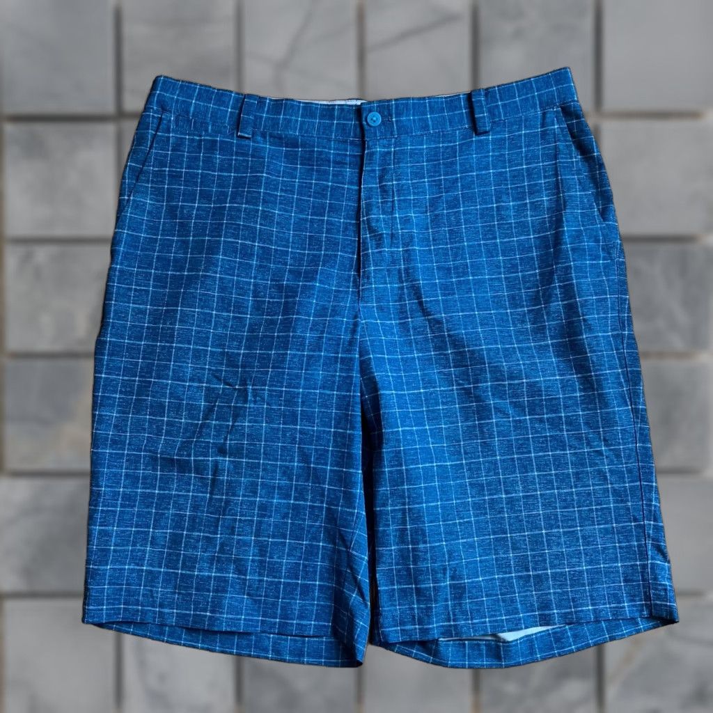 Nike Nike Shorts Mens 34 Blue Plaid Performance Golf Chino Polyester Spandex X10.5 Regular Athletic Mens Size US 34 / EU 50 - 1 Thumbnail
