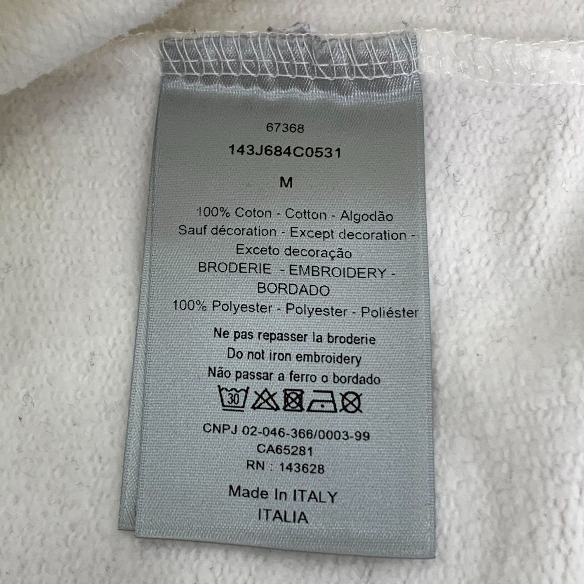 Dior Dior White Logo Embroidered Cotton Crewneck Sweatshirt (Size Size M / US 6-8 / IT 42-44 - 4 Thumbnail