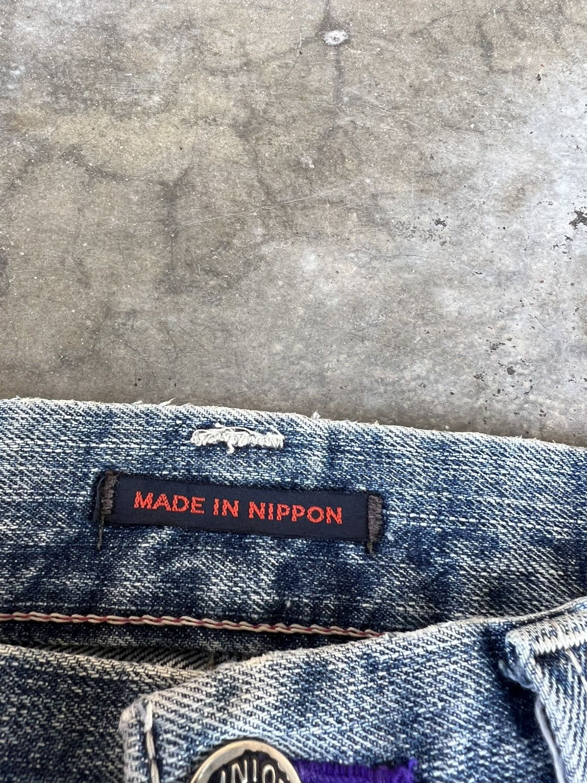 Japanese Brand 💥FLARE💥VINTAGE 90’S STYLE BLUE WAY DISTRESS JEANS VERY RARE Size US 31 - 12 Thumbnail