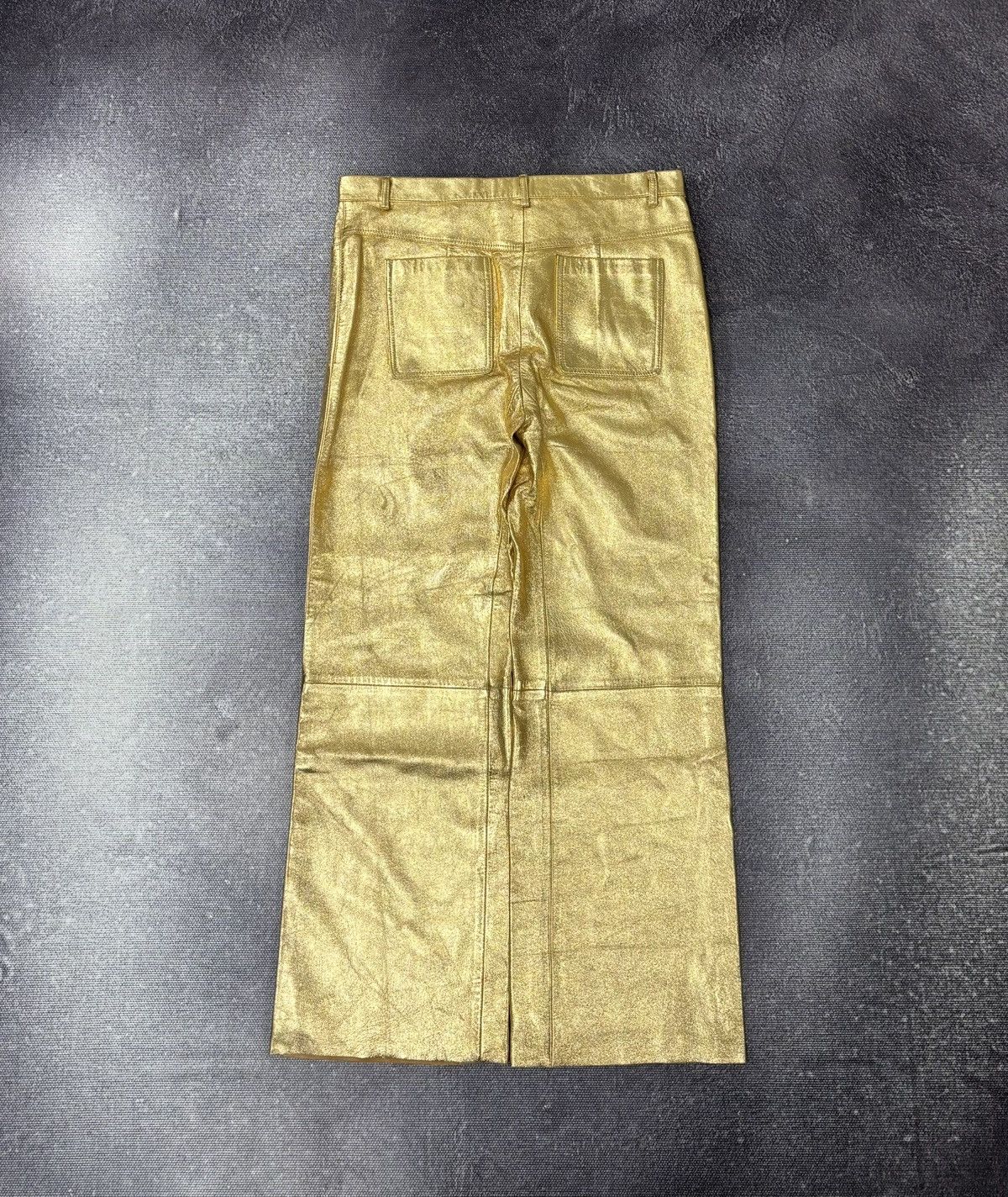 Sandro Sandro Paris NWT Women’s Metallic Gold Lamb Leather Pants Size 30" / US 8 / IT 44 - 2 Thumbnail