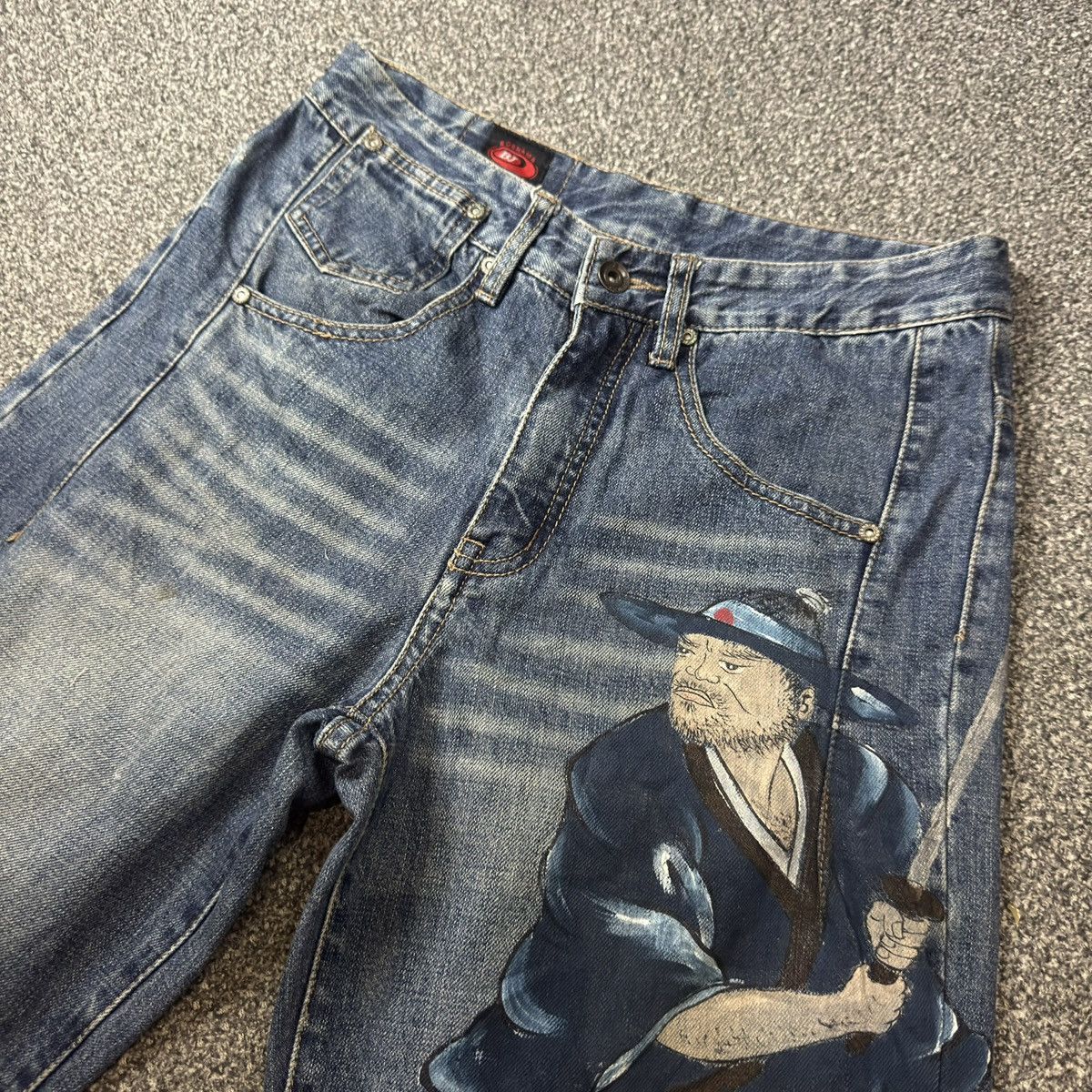 Japanese Brand 🔥🇯🇵 Vintage y2k Hand Printed Ronin Bj Jeans Karakuri Size US 30 / EU 46 - 3 Thumbnail