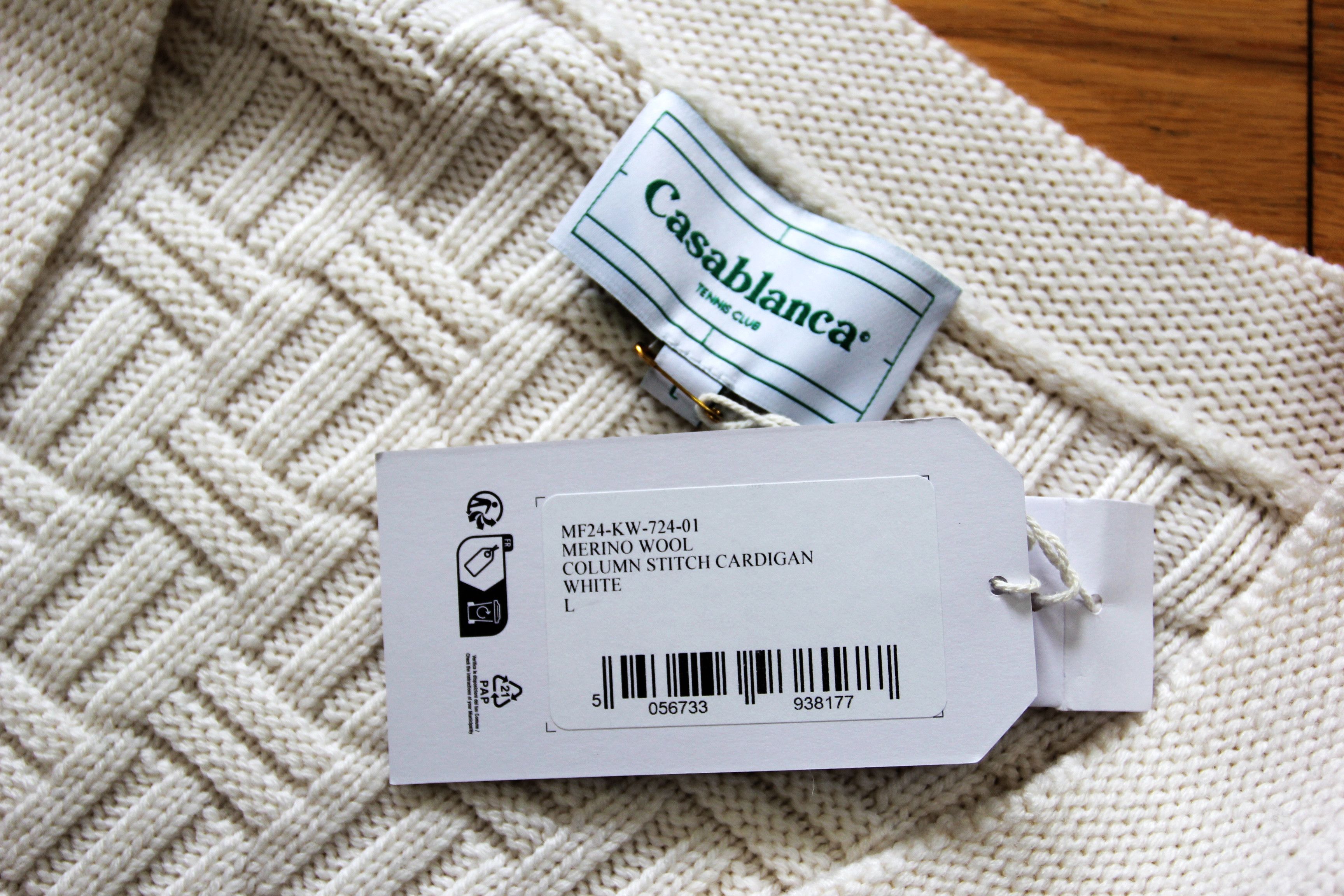 Casablanca BNWT AW24 CASABLANCA MERINO WOOL COLUMN STITCH CARDIGAN L Size US L / EU 52-54 / 3 - 8 Thumbnail