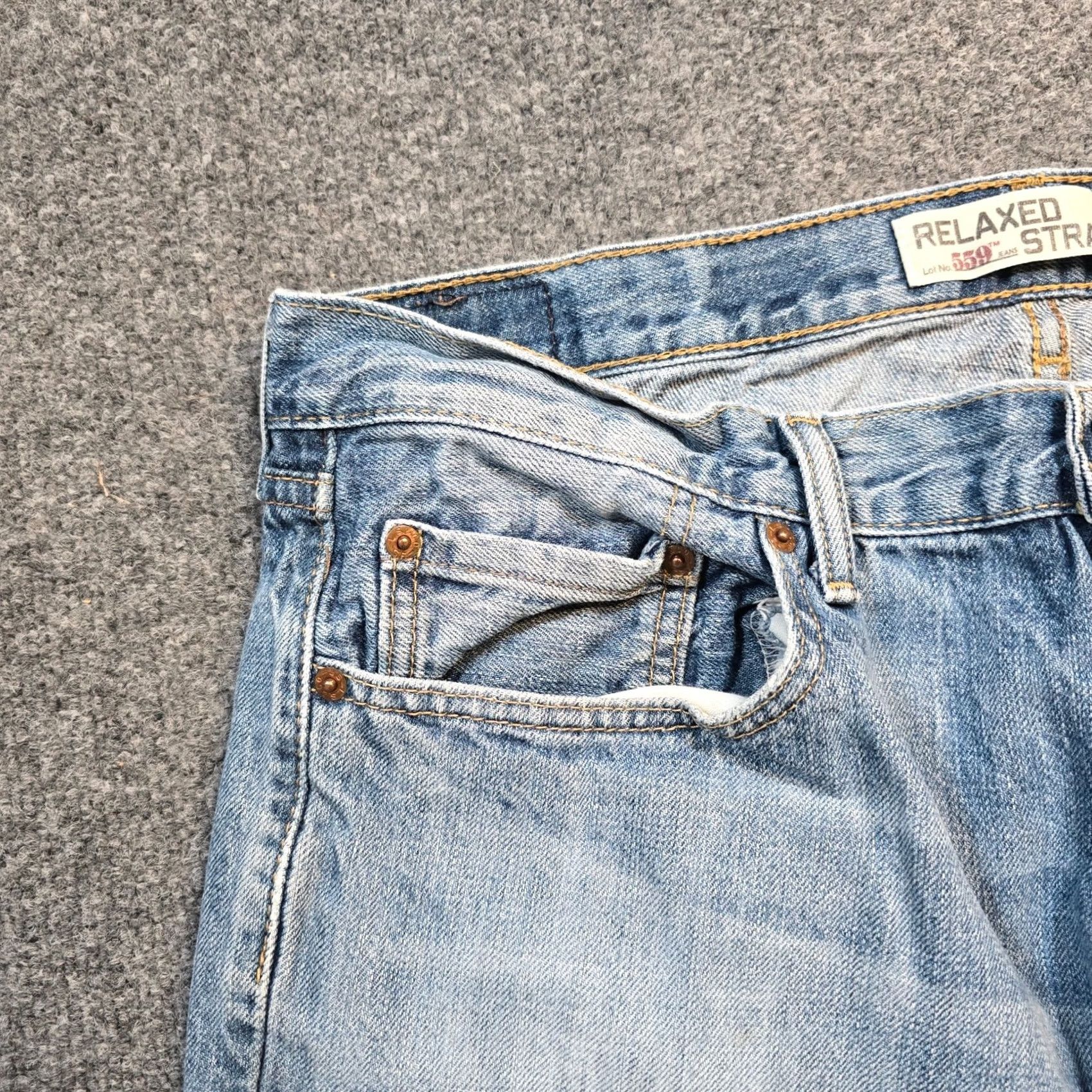 Levi's Levi's 559 Jeans Men 36x32 Blue Baggy Straight Distressed Grunge Loose Y2K 5-Pocket Denim Cotton Vintage Patina Womens Mens Girls Size US 36 / EU 52 - 3 Thumbnail