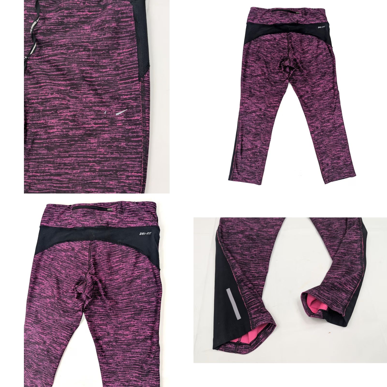 Nike Nike Capri Leggings Womens M Pink Black Midrise Running Sport Casual Size 32" / US 10 / IT 46 - 8 Thumbnail