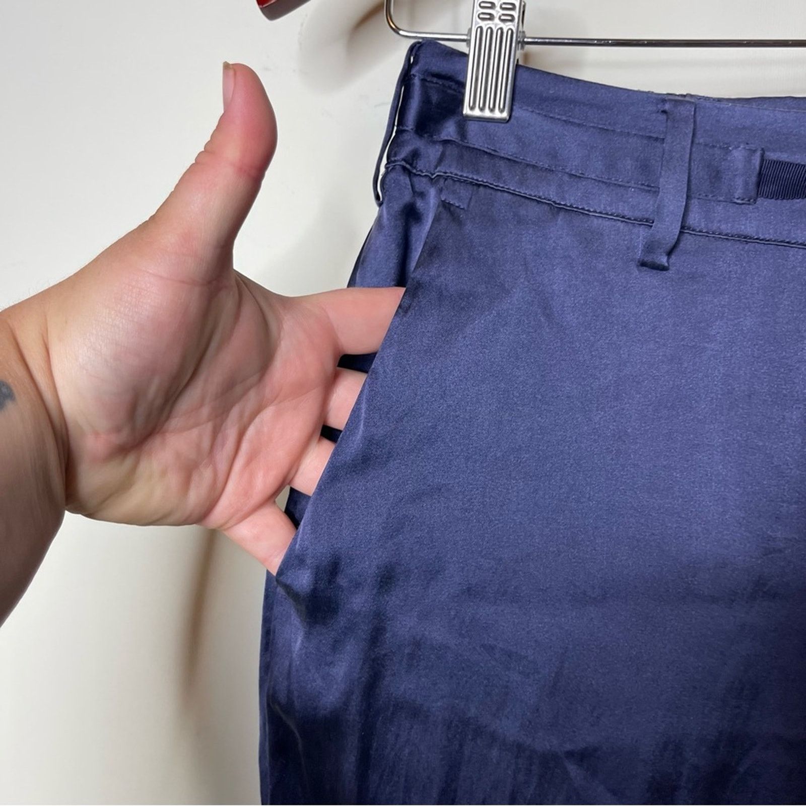 CAMI NYC Cami NYC Navy Blue Drawstring Pull On Silk Pants XS Size 26" / US 2 / IT 38 - 5 Thumbnail