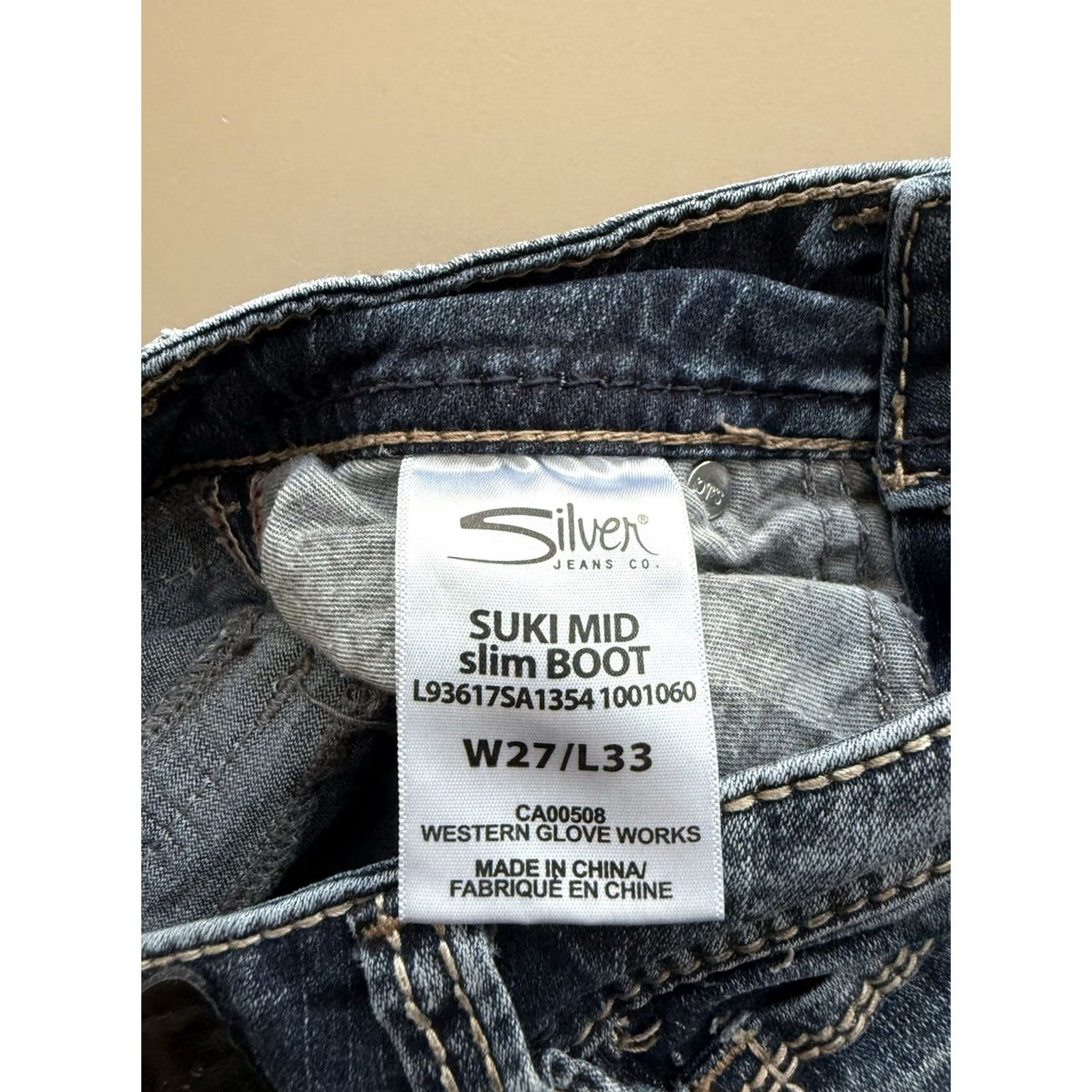 Silver Jeans Co. Silver Jeans Womens Suki Mid Slim Boot Jeans Blue Denim Stretch Thick Stitch 27/33 Size 27" / US 4 / IT 40 - 4 Thumbnail