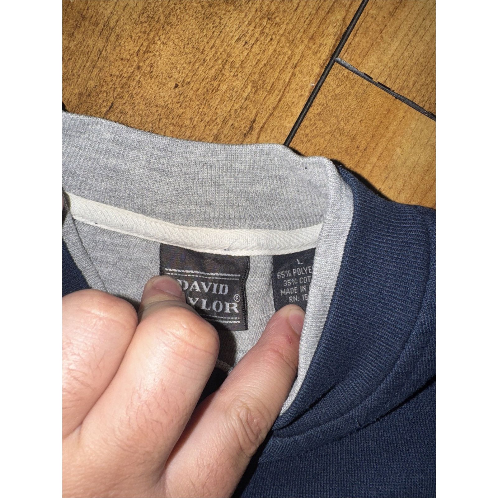 David Taylor × Vintage Vintage David Taylor Henley Crewneck Sweater 22x24 L Blue Size US L / EU 52-54 / 3 - 3 Thumbnail