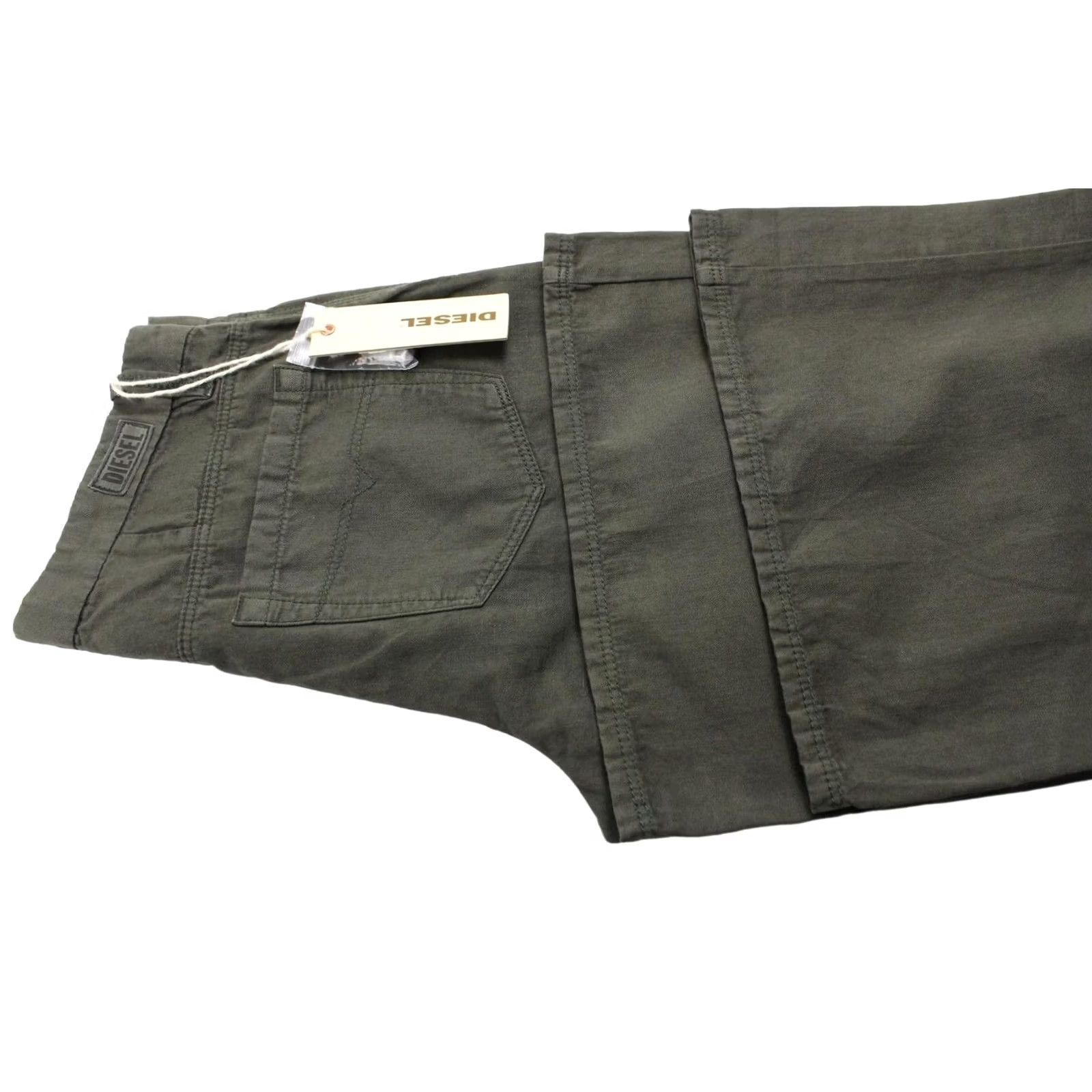 Diesel DIESEL Flairlegg-a Regular-Flare 00DQZ Trousers Women's W26 Linen Blend Zip Green Size 26" / US 2 / IT 38 - 6 Thumbnail