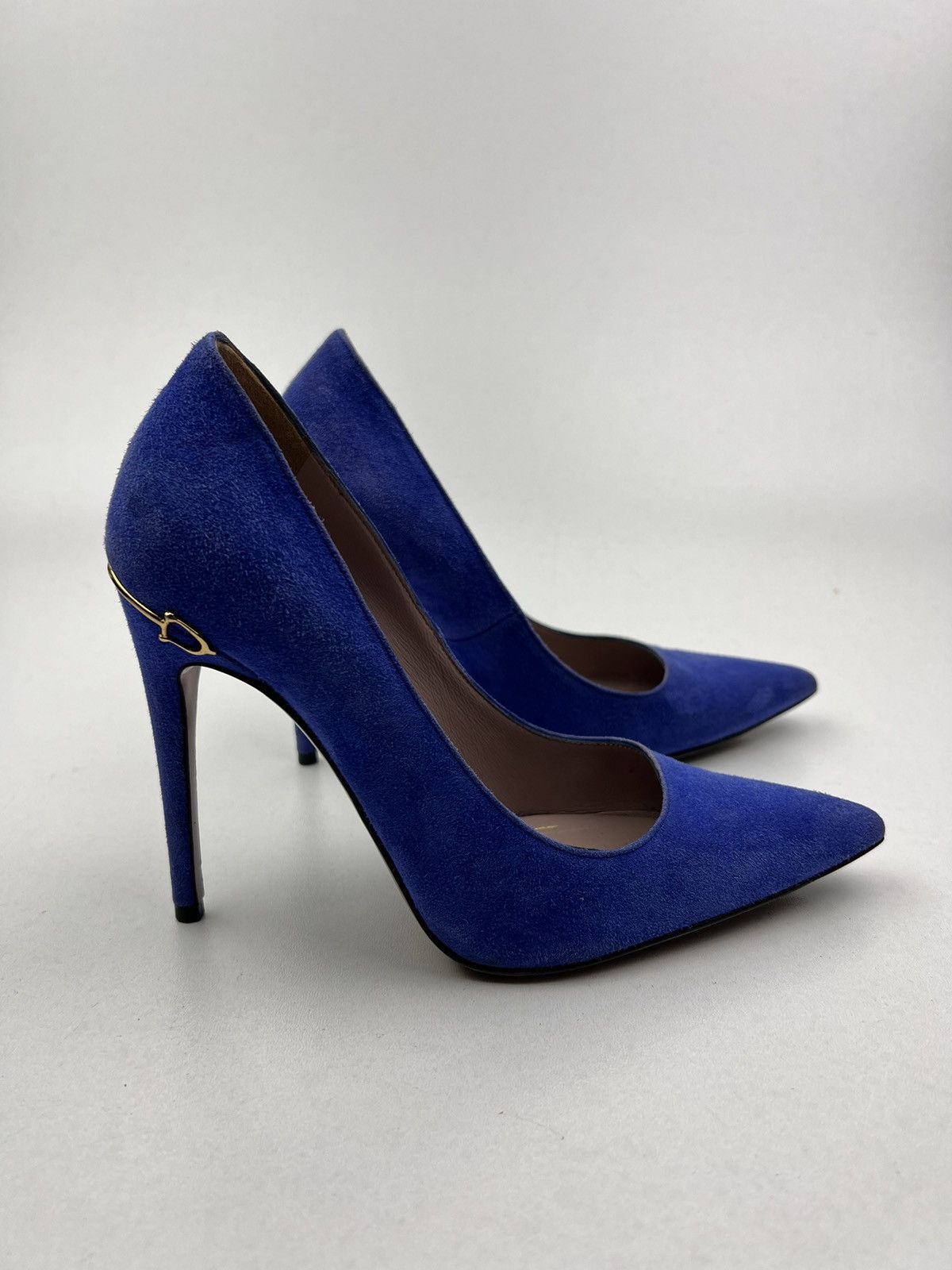 Gucci GUCCI Heels Suede Shoes HORSEBIT Pointed Toe Blue Wmn’s Size US 5.5 / IT 35.5 - 4 Thumbnail