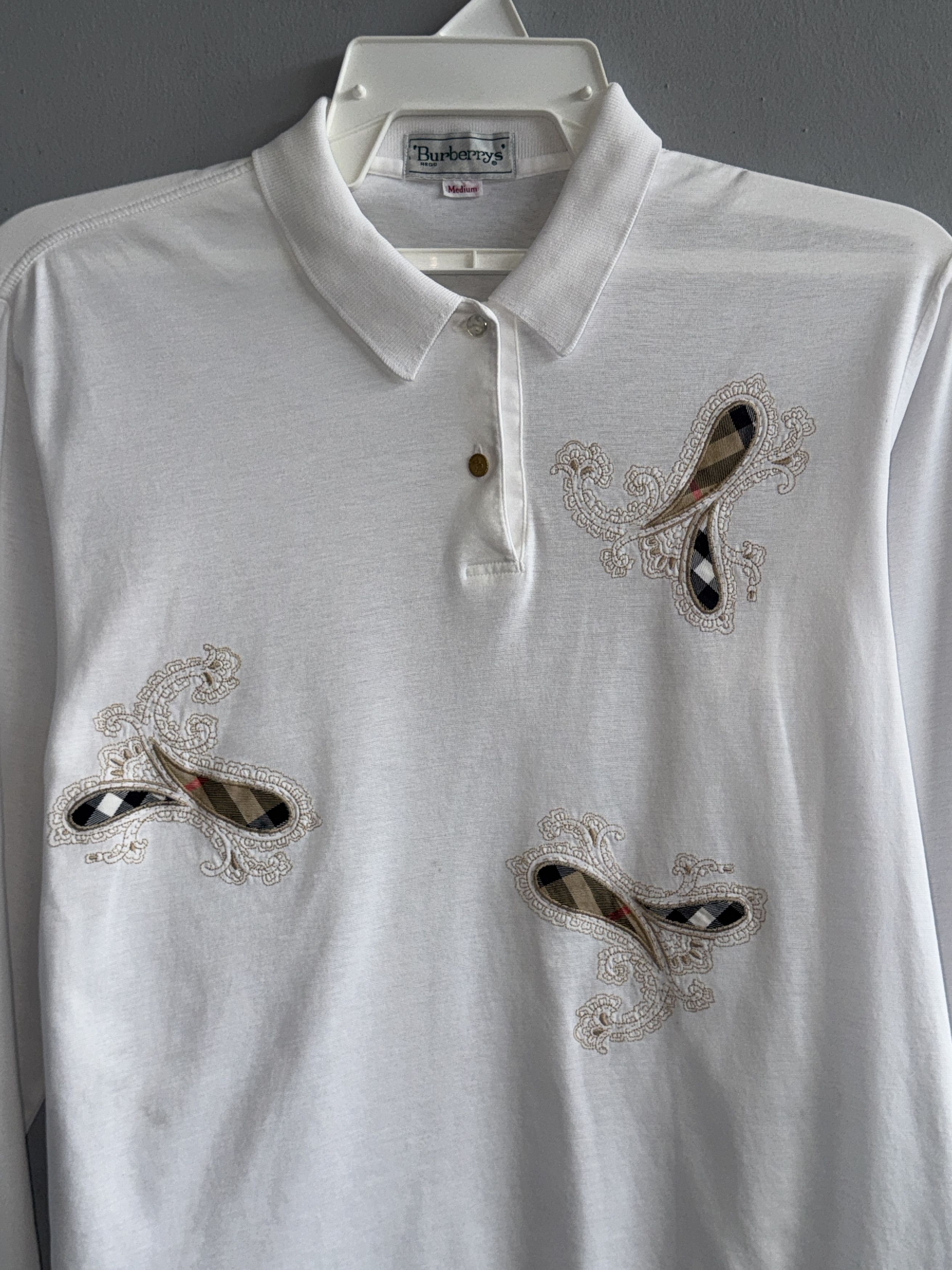 Burberry Burberry Paisley Pattern Long Sleeve Polo T-Shirt Size M / US 6-8 / IT 42-44 - 2 Thumbnail