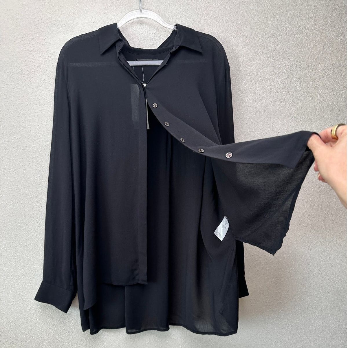 The Row The Row Black Shirt Button Long Sleeve Collared L Semi Sheer Size L / US 10 / IT 46 - 5 Thumbnail