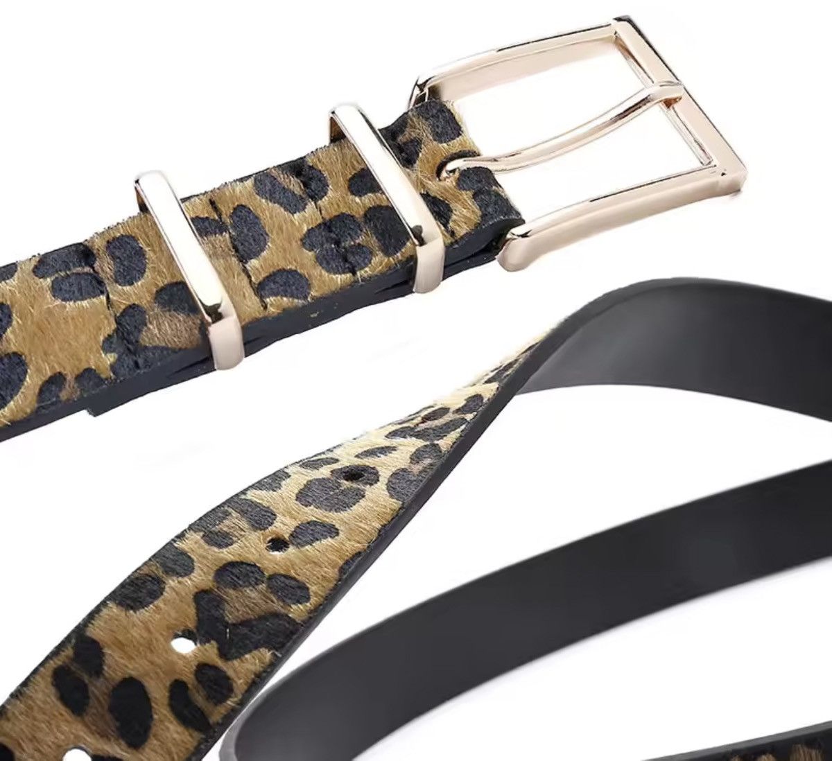 Japanese Brand 95 cm Y2k leopard cheetah print Pu leather belt Size 36 - 2 Thumbnail