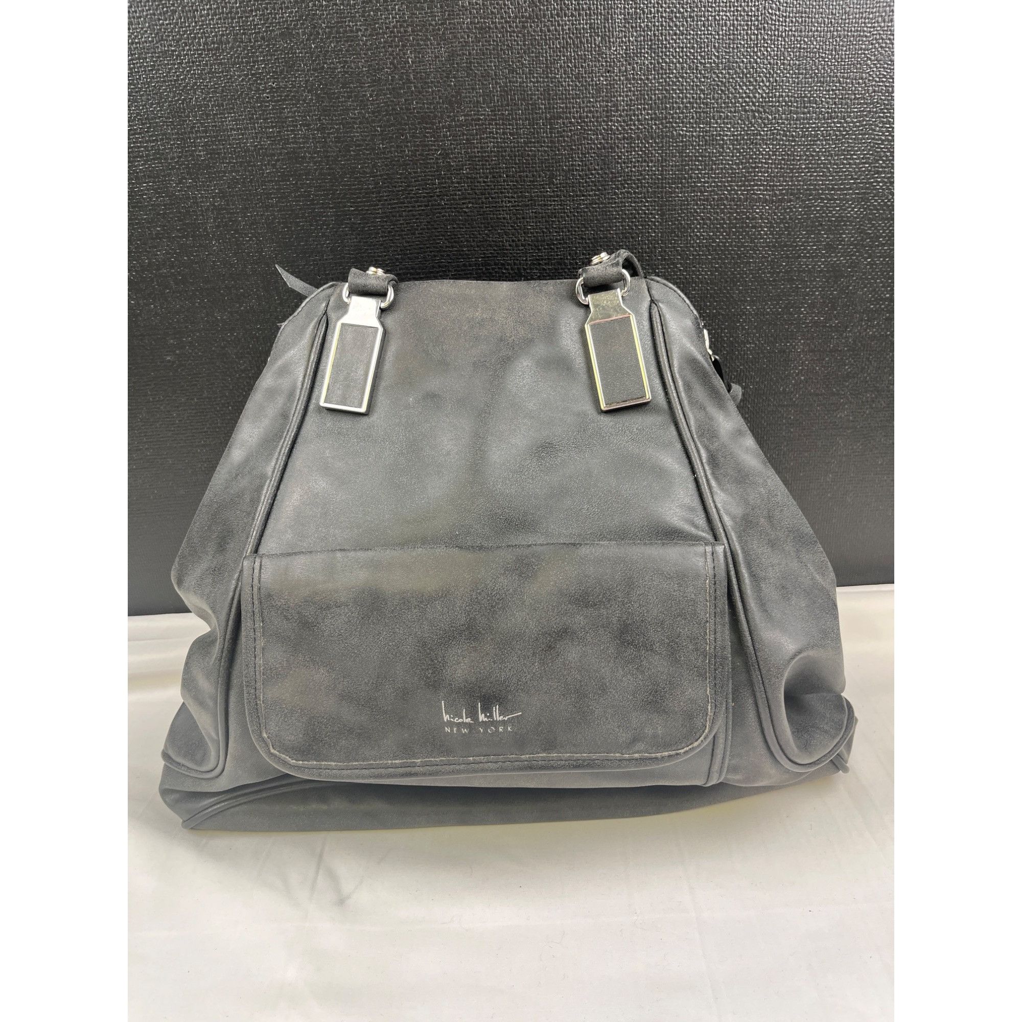 Nicole Miller Nicole Miller Women's Black Faux Worn leather Look Shoulder Size ONE SIZE - 1 Thumbnail