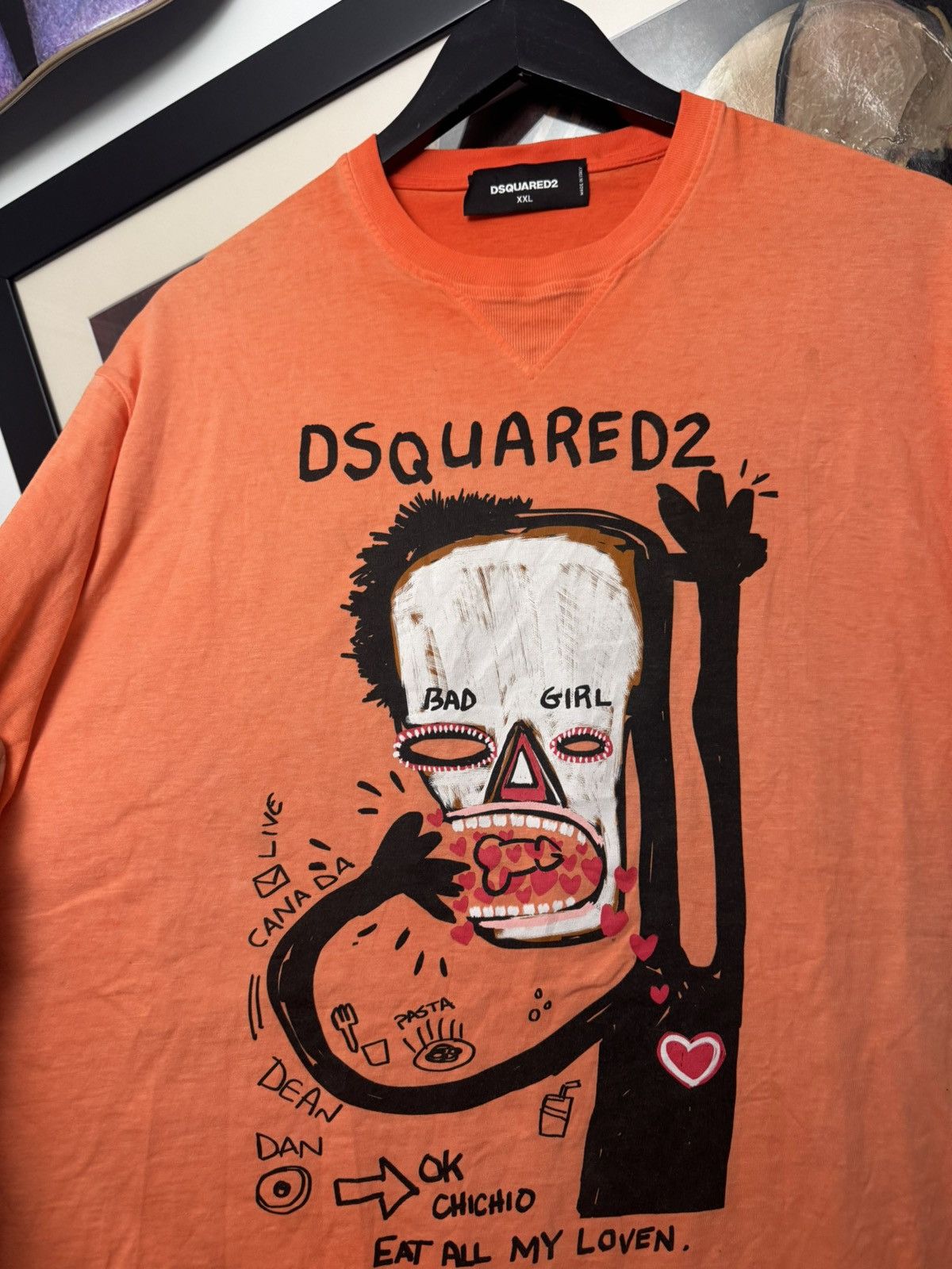 Dsquared2 SS15 Dsquared2 Art Print Designer Orange Tee Basquiat Vibe Size US XXL / EU 58 / 5 - 2 Thumbnail