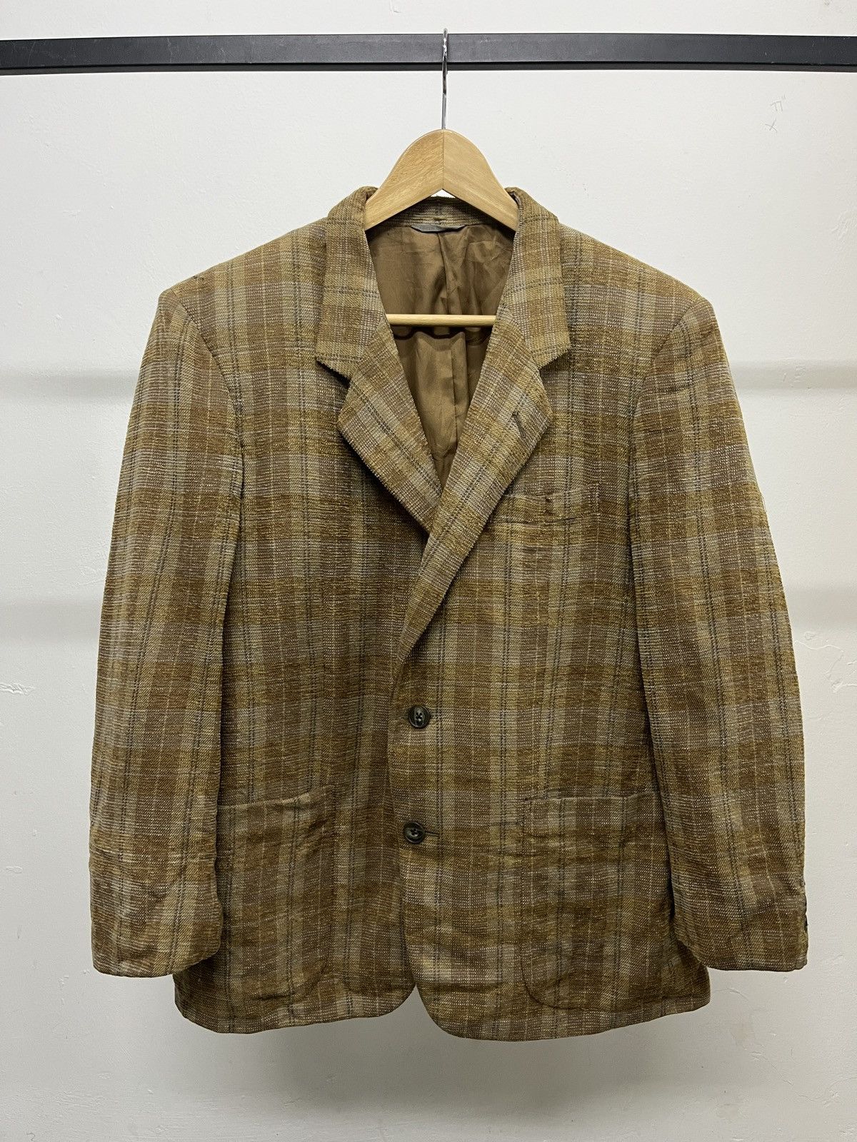 Balenciaga Vintage Balenciaga Houndstooth Linen Wool Blend Blazer Size 42L - 1 Thumbnail