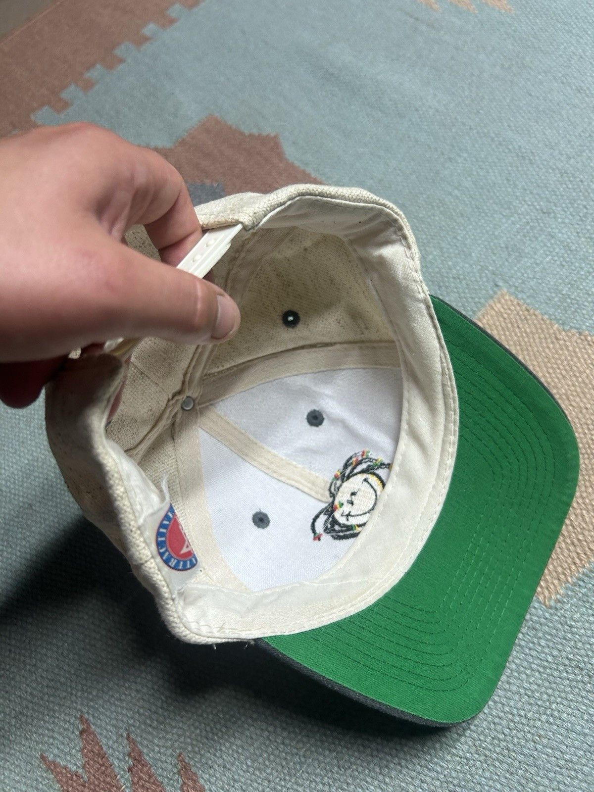 Vintage Vtg SnapBack hat smile mon Jamaica rasta smiley face stoner Size ONE SIZE - 7 Thumbnail