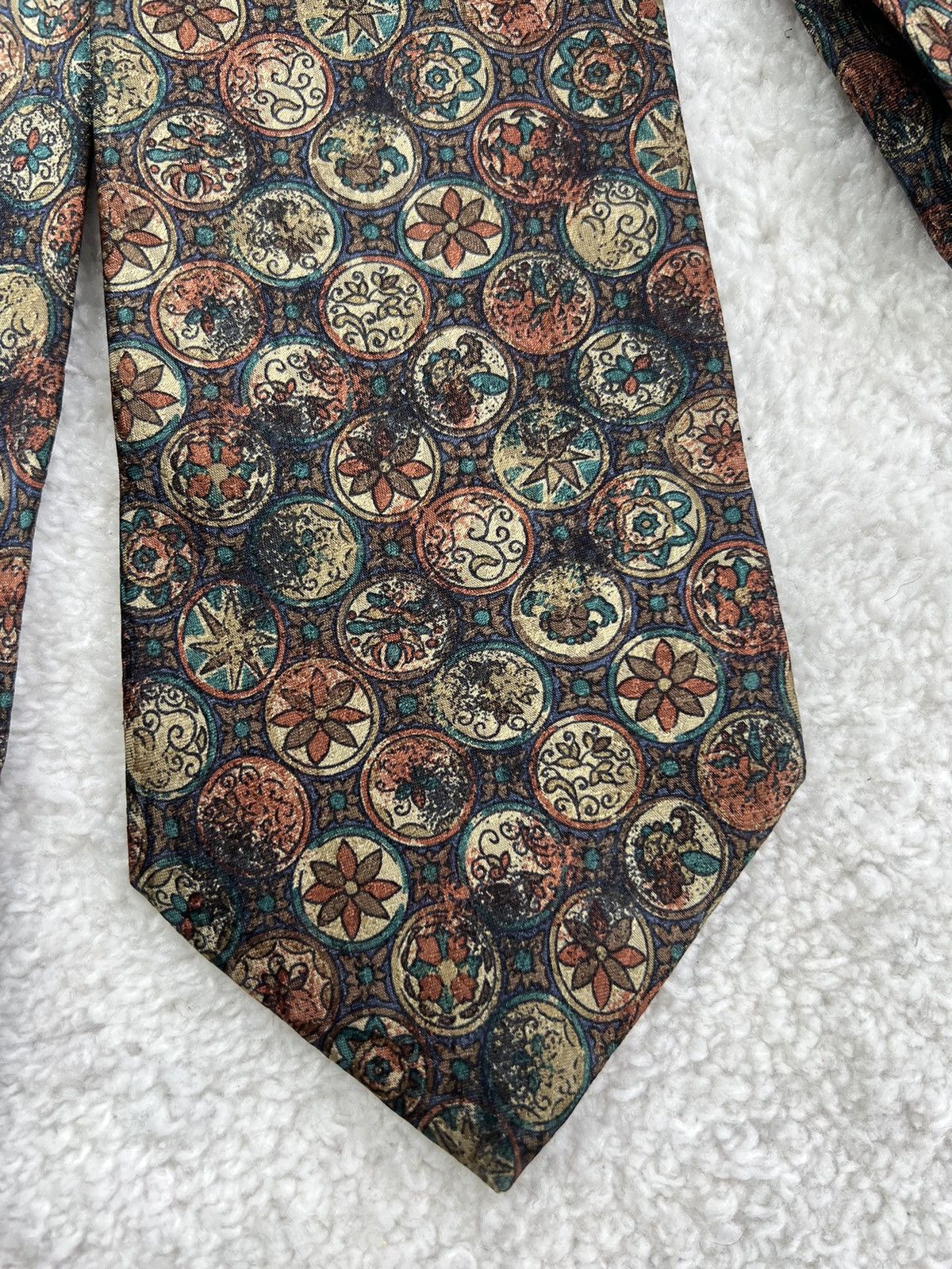Ermenegildo Zegna Vintage Ermenegildo Zegna Silk Geometric Brown Luxury Tie Size ONE SIZE - 3 Thumbnail