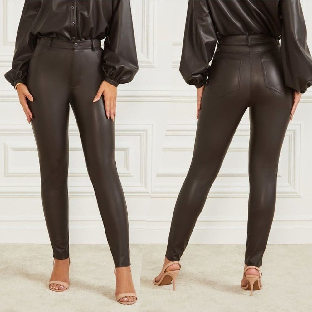 NWT New $200 Guess Marciano Nova Faux-Leather Skinny Brown