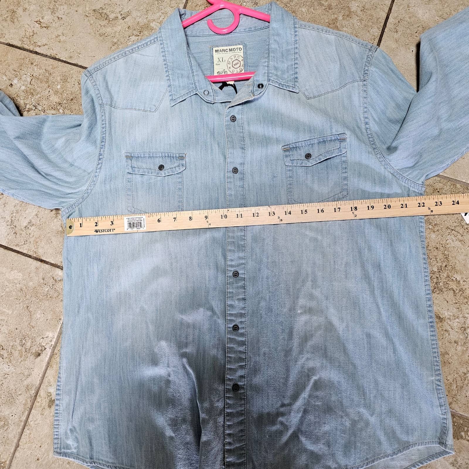 Andrew Marc NWT Men's Marc Moto Snap Front Denim Shirt Size XL Size US XL / EU 56 / 4 - 7 Thumbnail