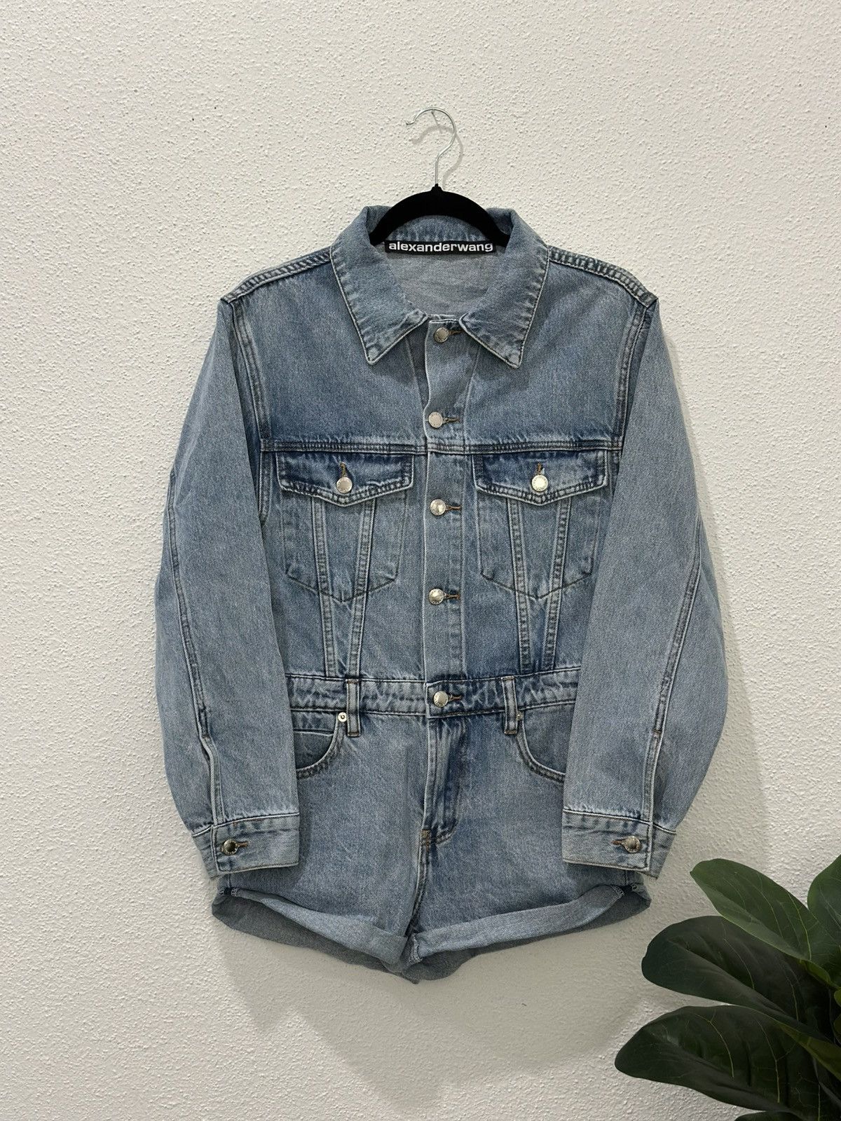 Alexander Wang Alexander Wang BITE Denim Romper High Rise Jumpsuit ButtonUp Size 32" / US 10 / IT 46 - 1 Thumbnail