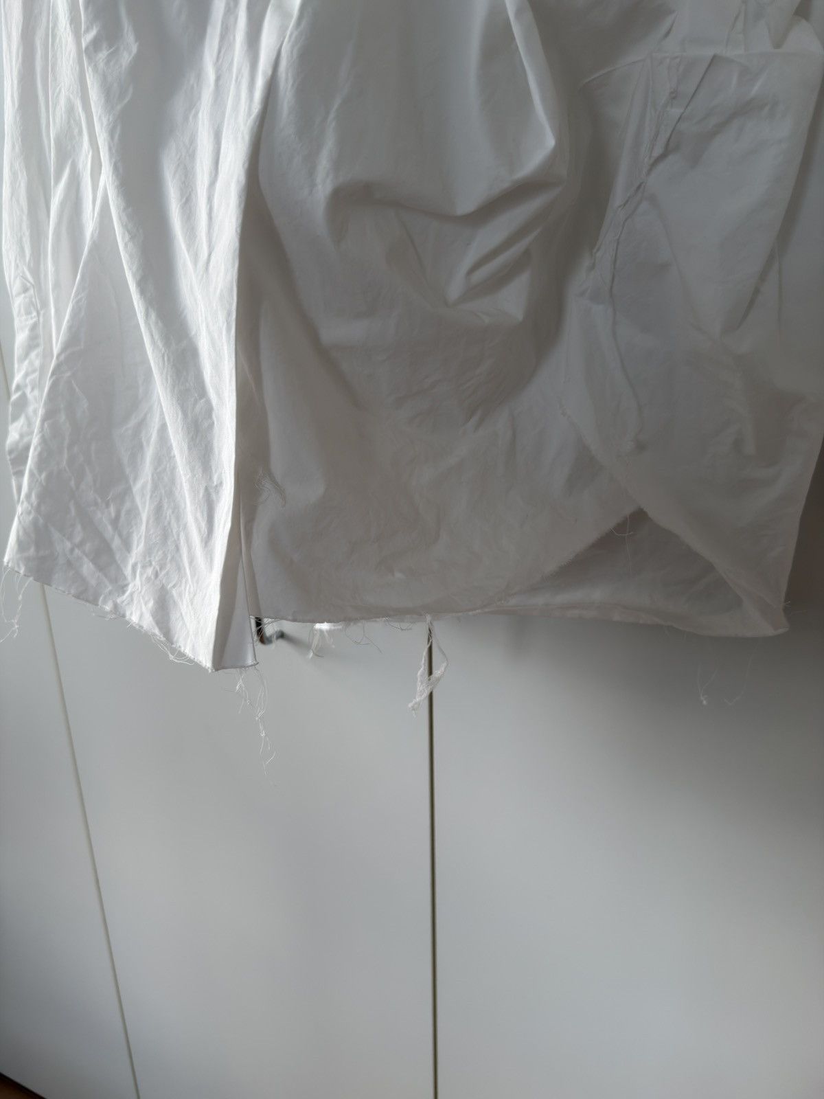 Maison Margiela BNWT Blank Label Oversized Frayed Pleated Shirt White 50 Size US L / EU 52-54 / 3 - 4 Thumbnail