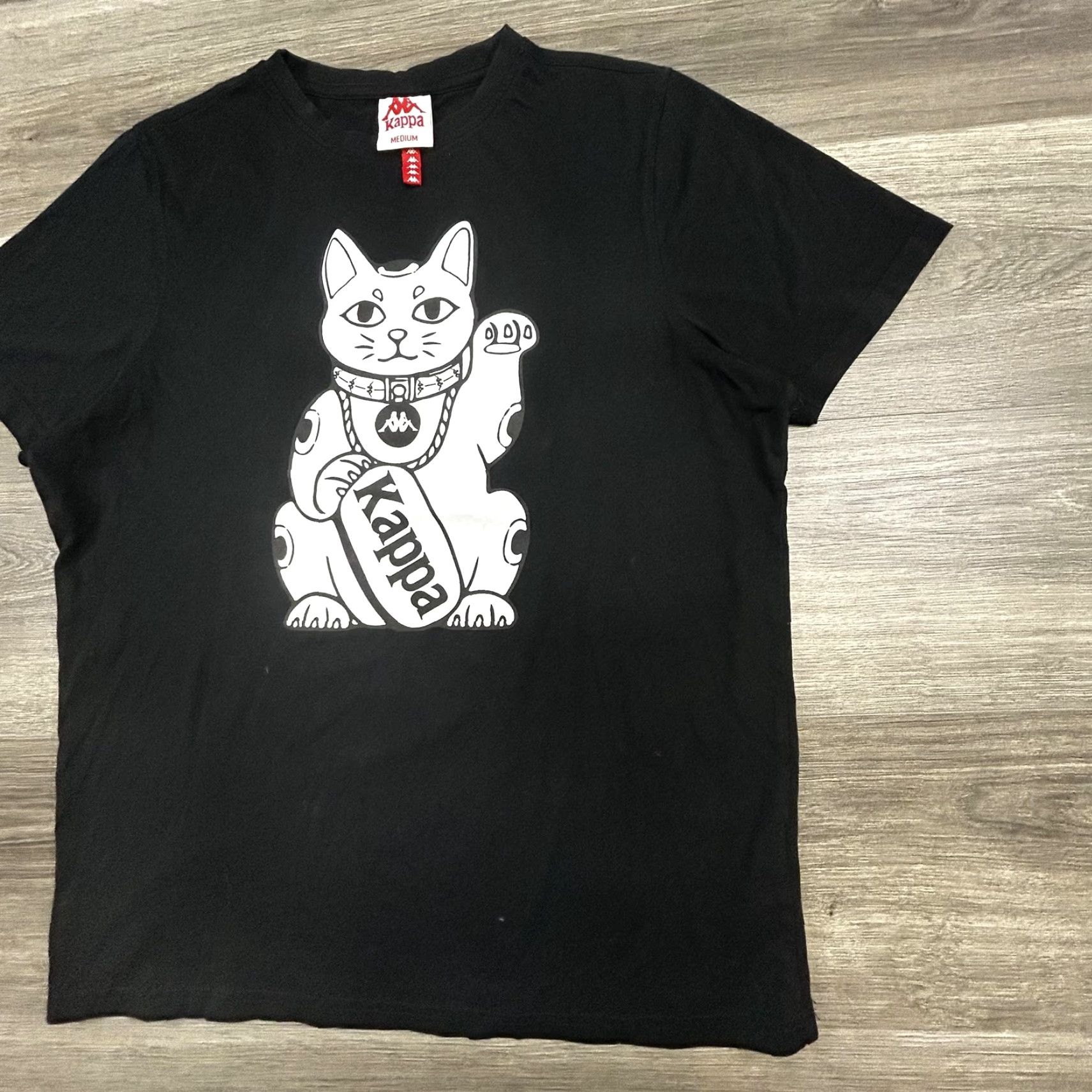 Kappa VINTAGE Kappa Mens Shirt M Black Lucky Cat Maneki Neko Japan Graphic Streetwear Crew Neck Short Sleeve Medium Mens Size US M / EU 48-50 / 2 - 4 Thumbnail