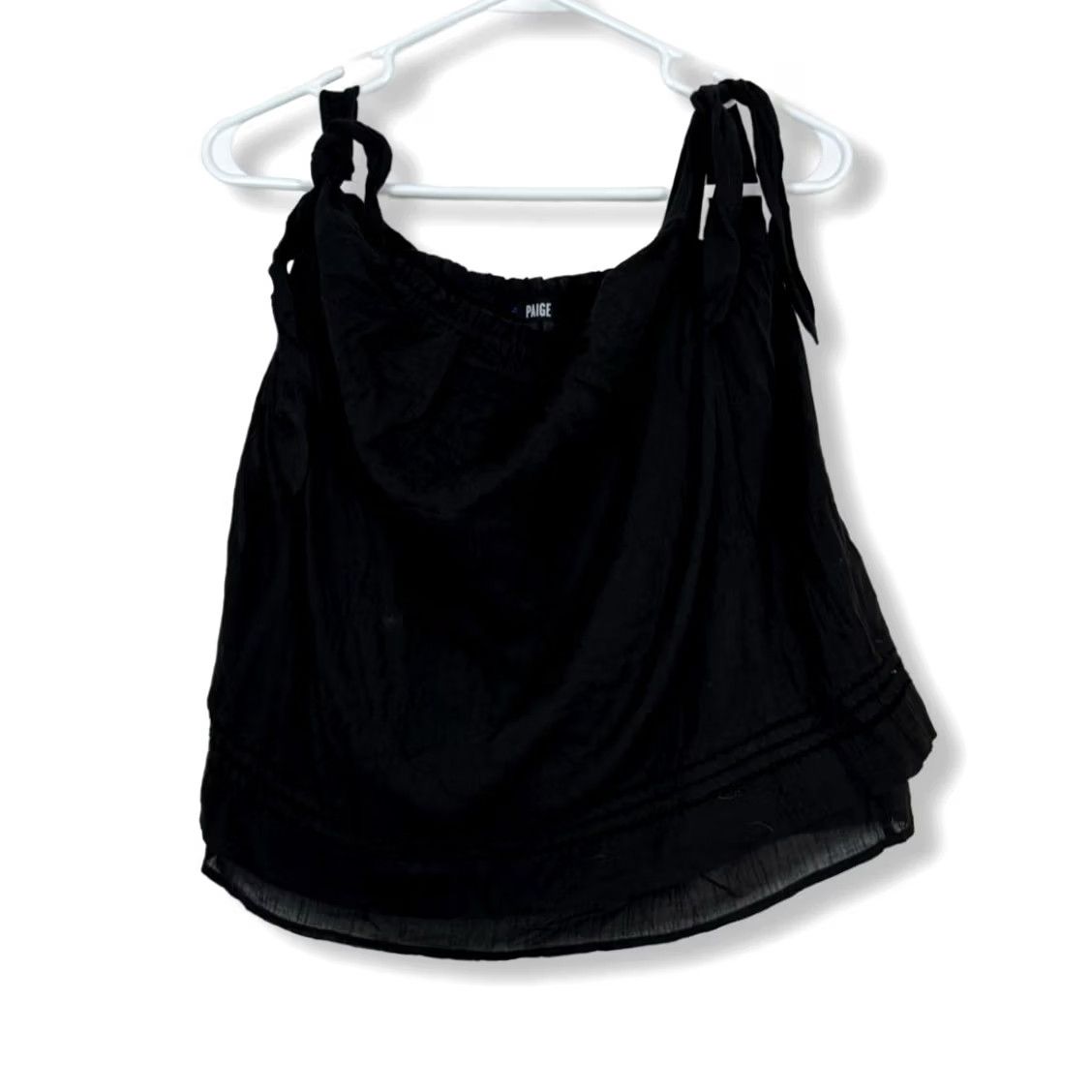 Paige Paige Blouse Women M Black Cotton Knit Sleeveless Knotted Shoulder Elastic Neck W278 Size M / US 6-8 / IT 42-44 - 2 Thumbnail