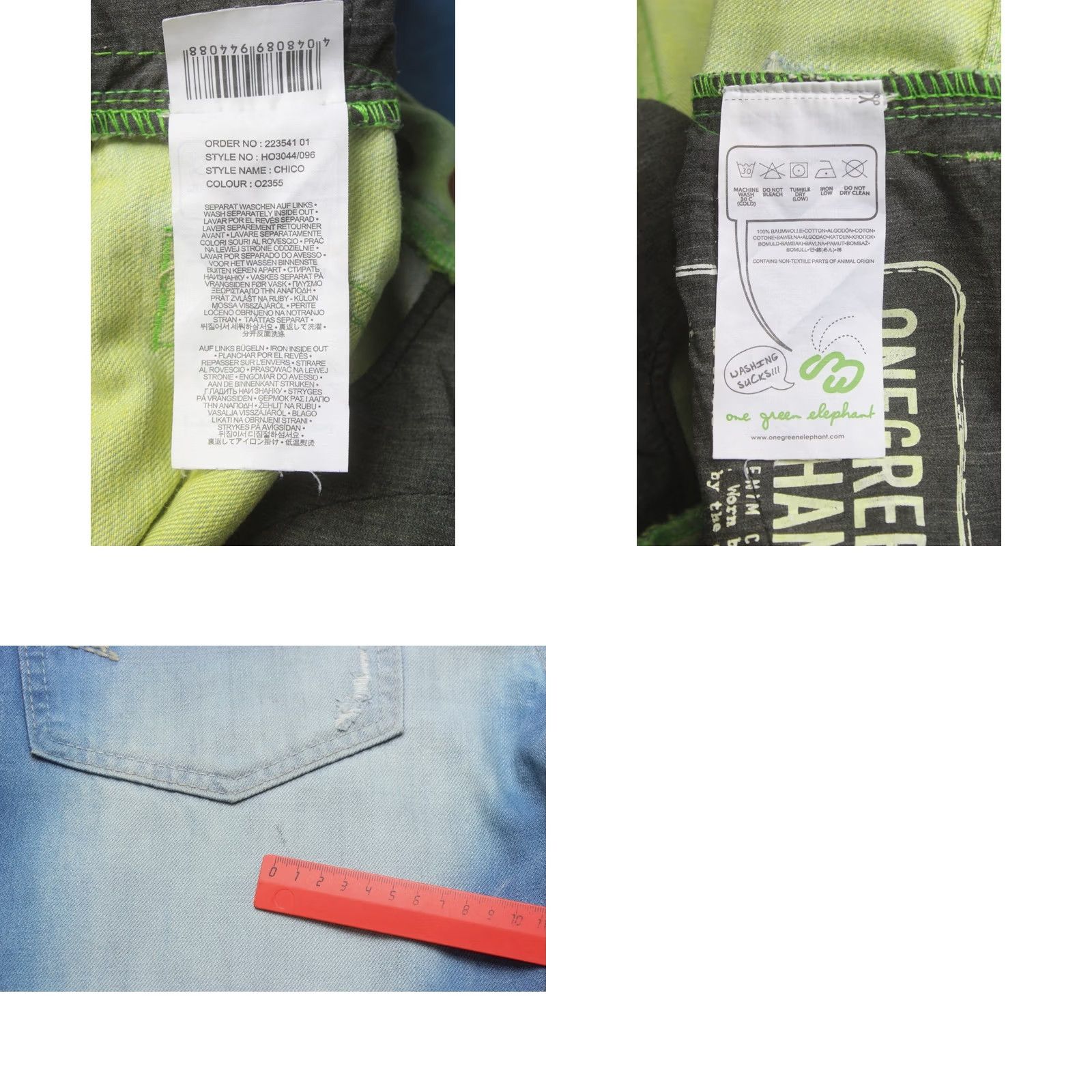 Vintage ONE GREEN ELEPHANT Chico Jeans Men's W34/L34 Ripped Distressed Button Blue Size US 34 / EU 50 - 8 Thumbnail