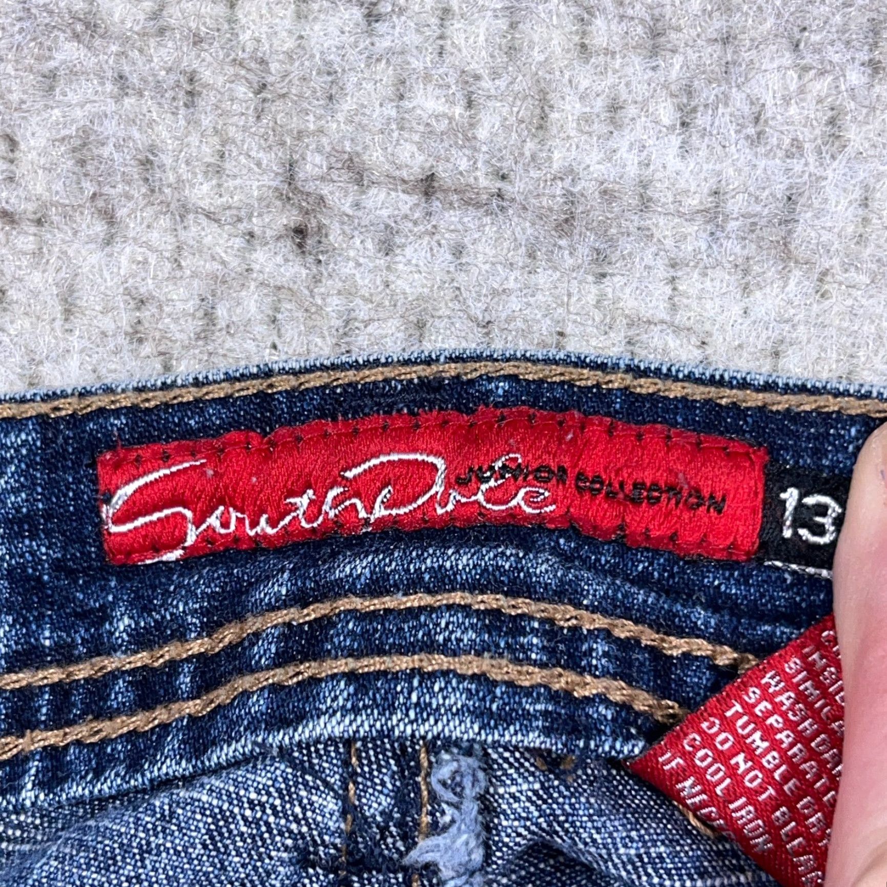 VINTAGE Southpole Jeans Women Junior 13 Boot Cut Logo 32x30 Denim Blue 5-Pocket Regular Mid Rise Bootcut Stretch Pants Boys?