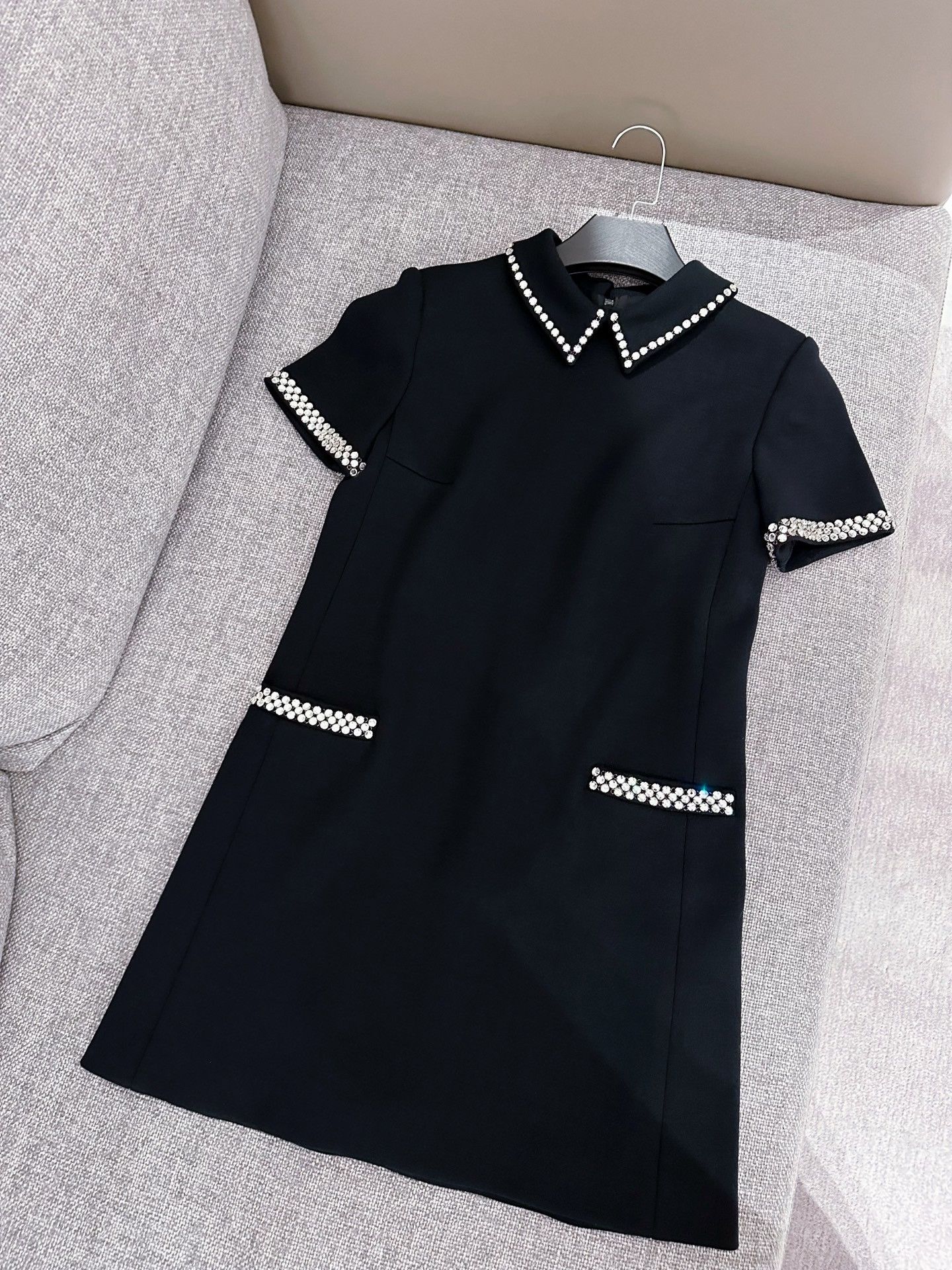 Saint Laurent Paris SAINT LAURENT Pearl-Embellished Black Dress Size XS / US 0-2 / IT 36-38 - 1 Thumbnail
