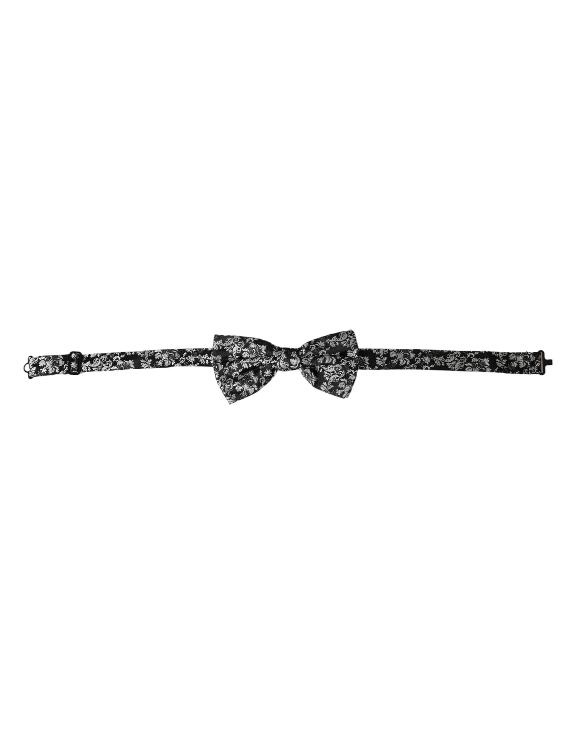 Dolce & Gabbana Black Floral Silk Adjustable Neck Men Bow Men's Tie Size ONE SIZE - 1 Thumbnail