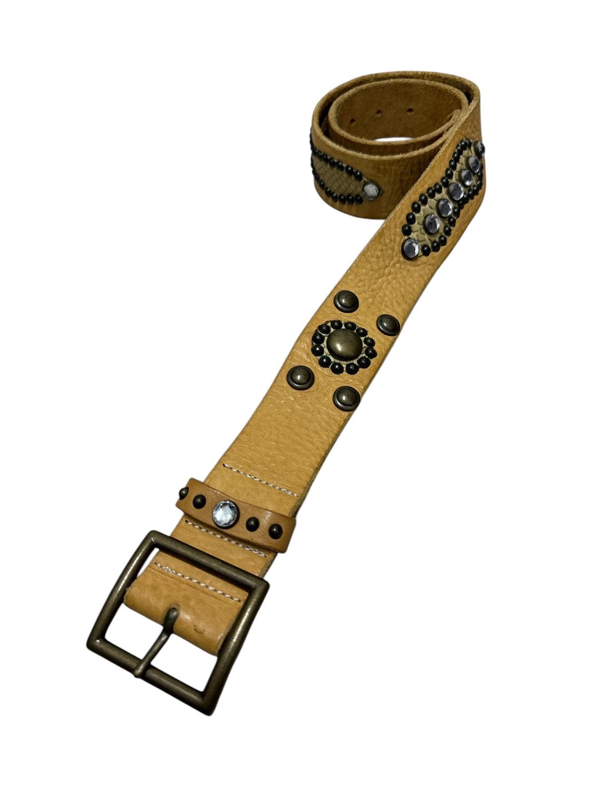 HTC Hollywood Trading Company Studded Overlay Peanut Belt