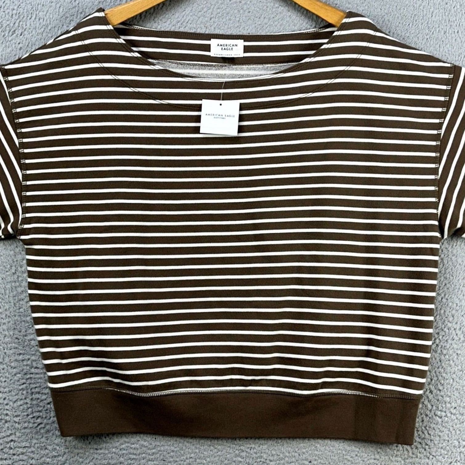 Vintage VINTAGE American Eagle Sweater Women Large Brown White Stripes Boat Neck Long Sleeve NEW Size L / US 10 / IT 46 - 3 Thumbnail